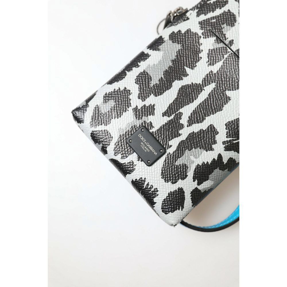 Dolce & Gabbana Dolce & Gabbana Gray Leopard Leather Men Purse Crossbody Sli Size ONE SIZE - 3 Thumbnail