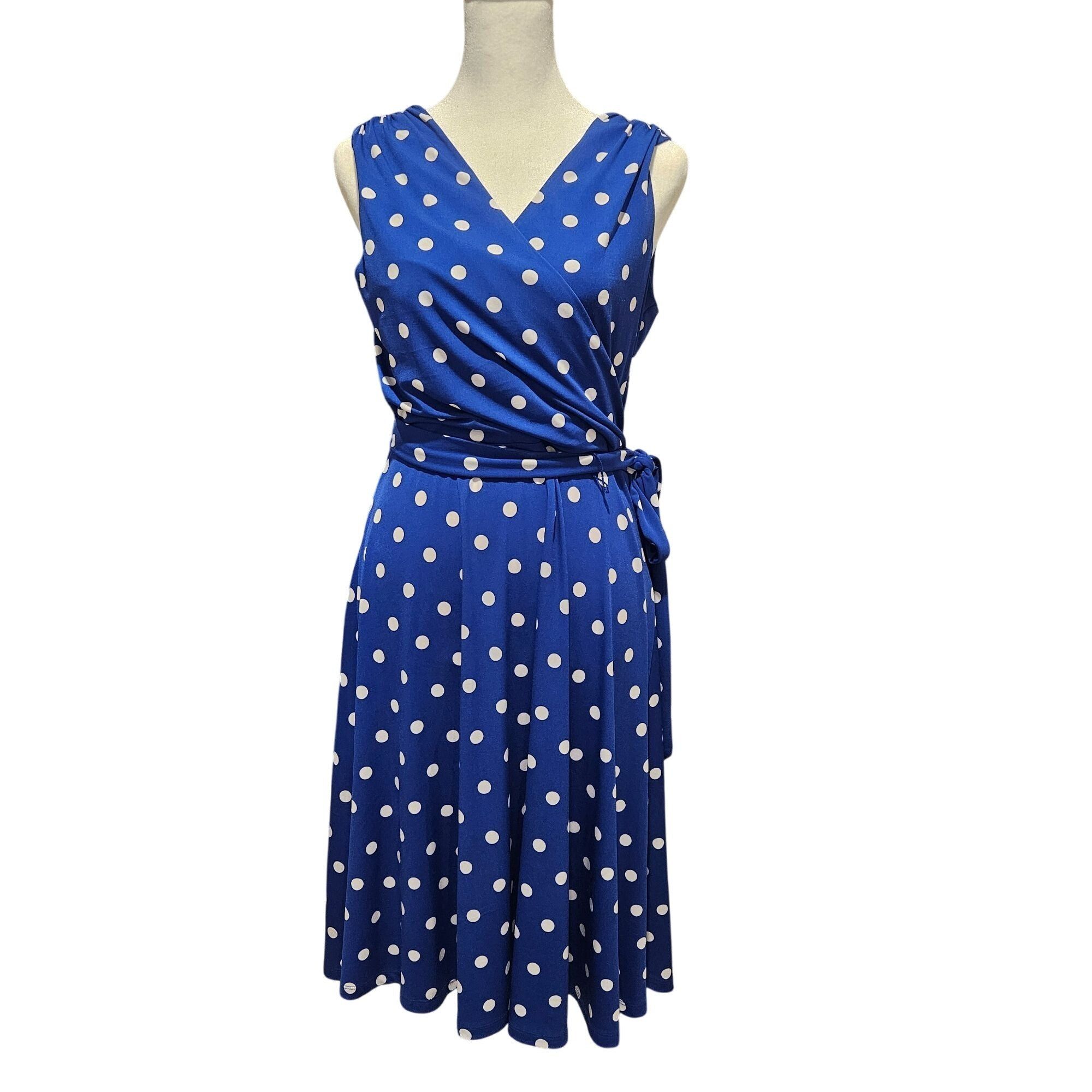 Other Jessica Howard Blue 8P Midi Dress Polka Dot Retro Chic Cotta Size M / US 6-8 / IT 42-44 - 3 Thumbnail