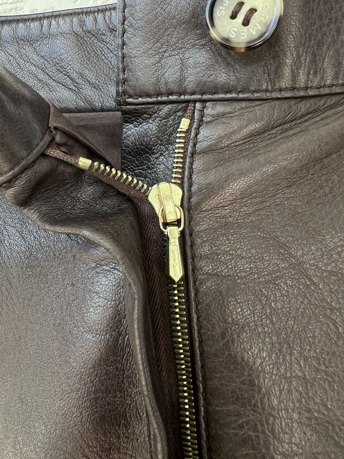 Hermes Hermes Paris Brown Leather Logo Pants Size 27" / US 4 / IT 40 - 9 Thumbnail