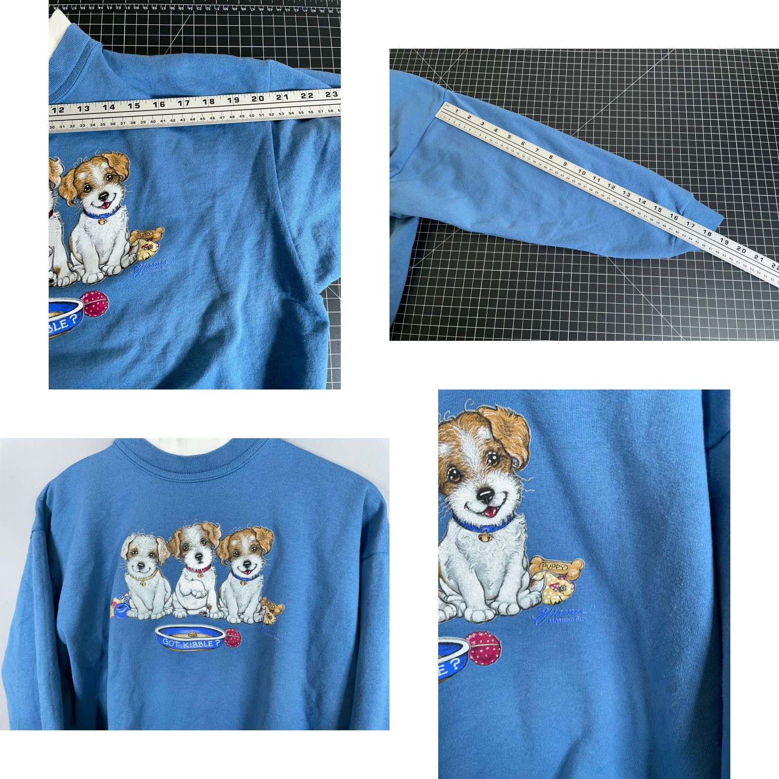 Vintage VINTAGE Morning Sun Sweatshirt Cat Dog Graphic Got Kibbles? Blue Light Mock Neck Pullover Raglan Sleeve Petite Medium Women's Size M / US 6-8 / IT 42-44 - 8 Thumbnail