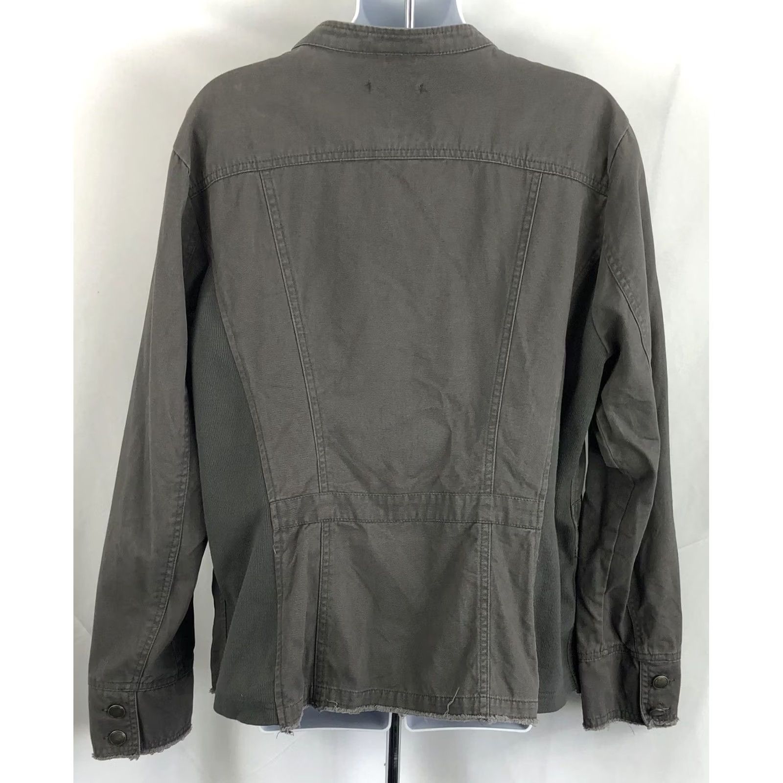 Vintage Maurices Retro Distressed Jacket Gray ButtonUp Fringe Hem 90s Grunge Moto Utility Y2K Jacket Women's L Gray Fringe Size L / US 10 / IT 46 - 3 Thumbnail
