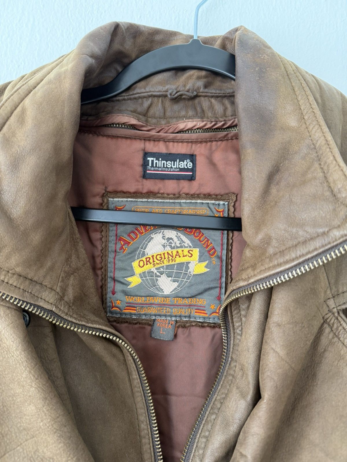 Adventure Bound Adventure Bound Men's Brown Leather Bomber Jacket Size L Size US L / EU 52-54 / 3 - 7 Thumbnail