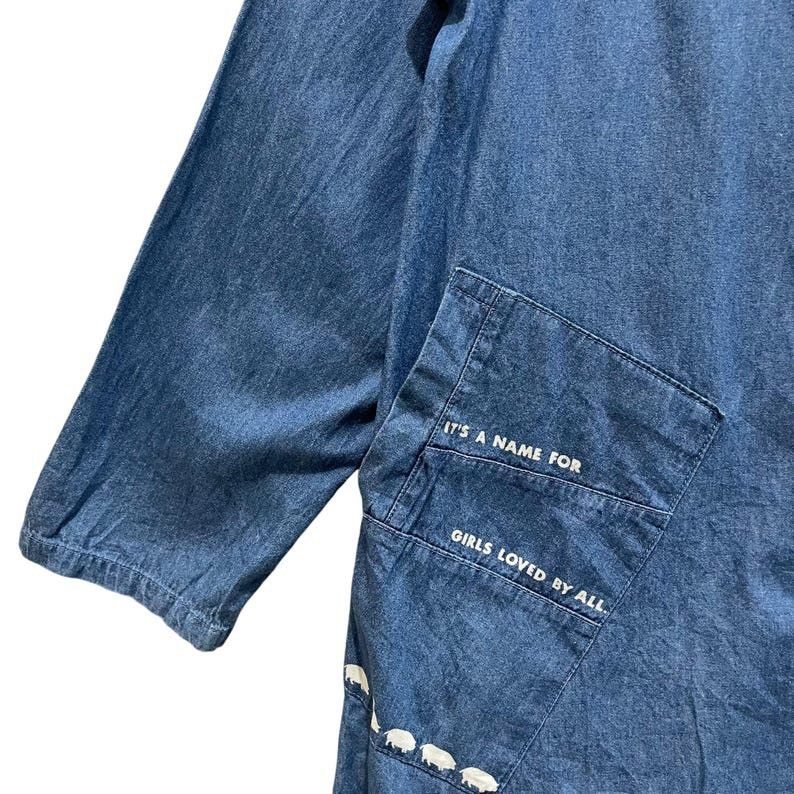 Japanese Brand × Vintage Vintage Drug Store Zipper Trench Coat Denim Jacket Size US L / EU 52-54 / 3 - 5 Thumbnail