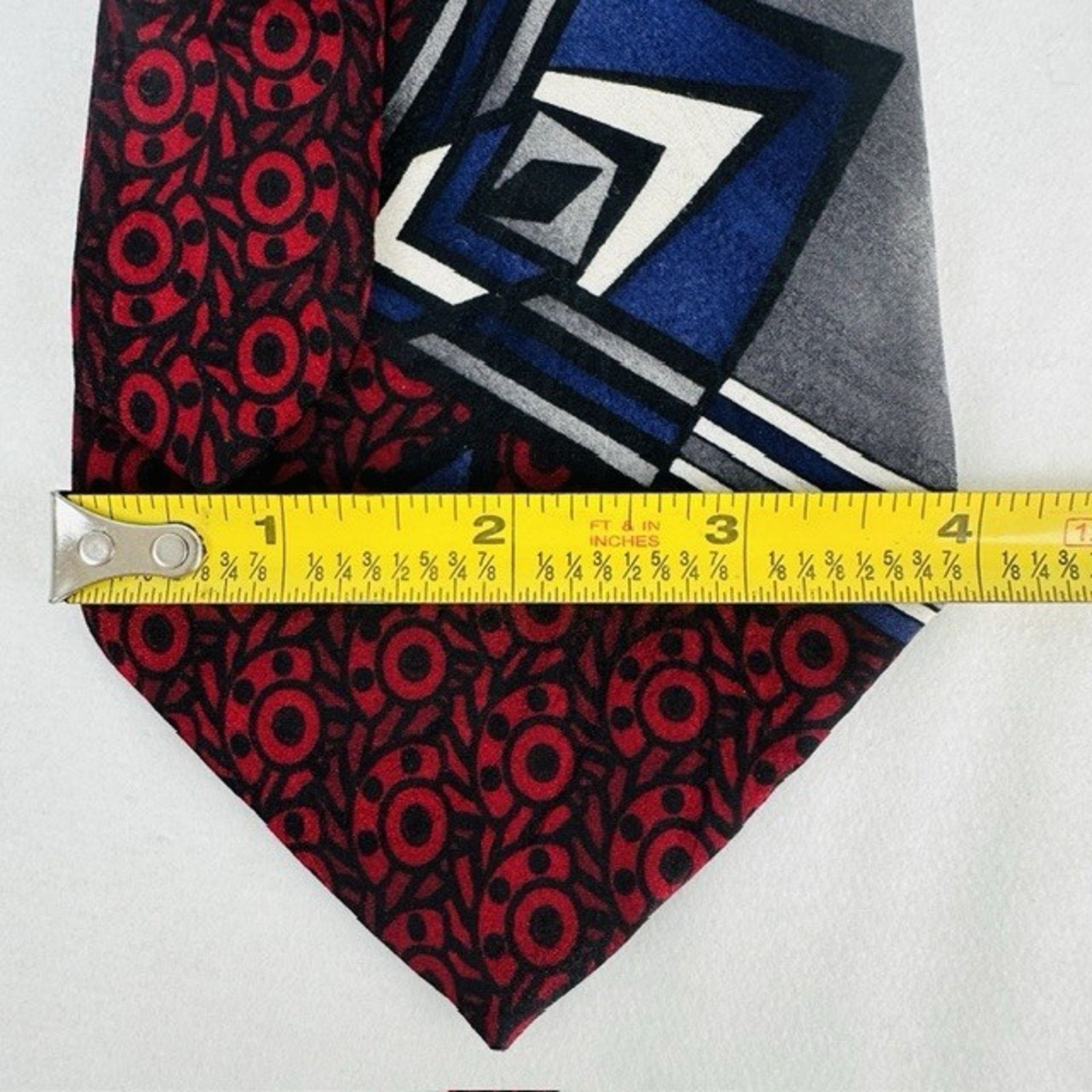 Other Paolo Rossi Designer Silk Tie Red/Black USA Geometric VTG Size ONE SIZE - 7 Thumbnail