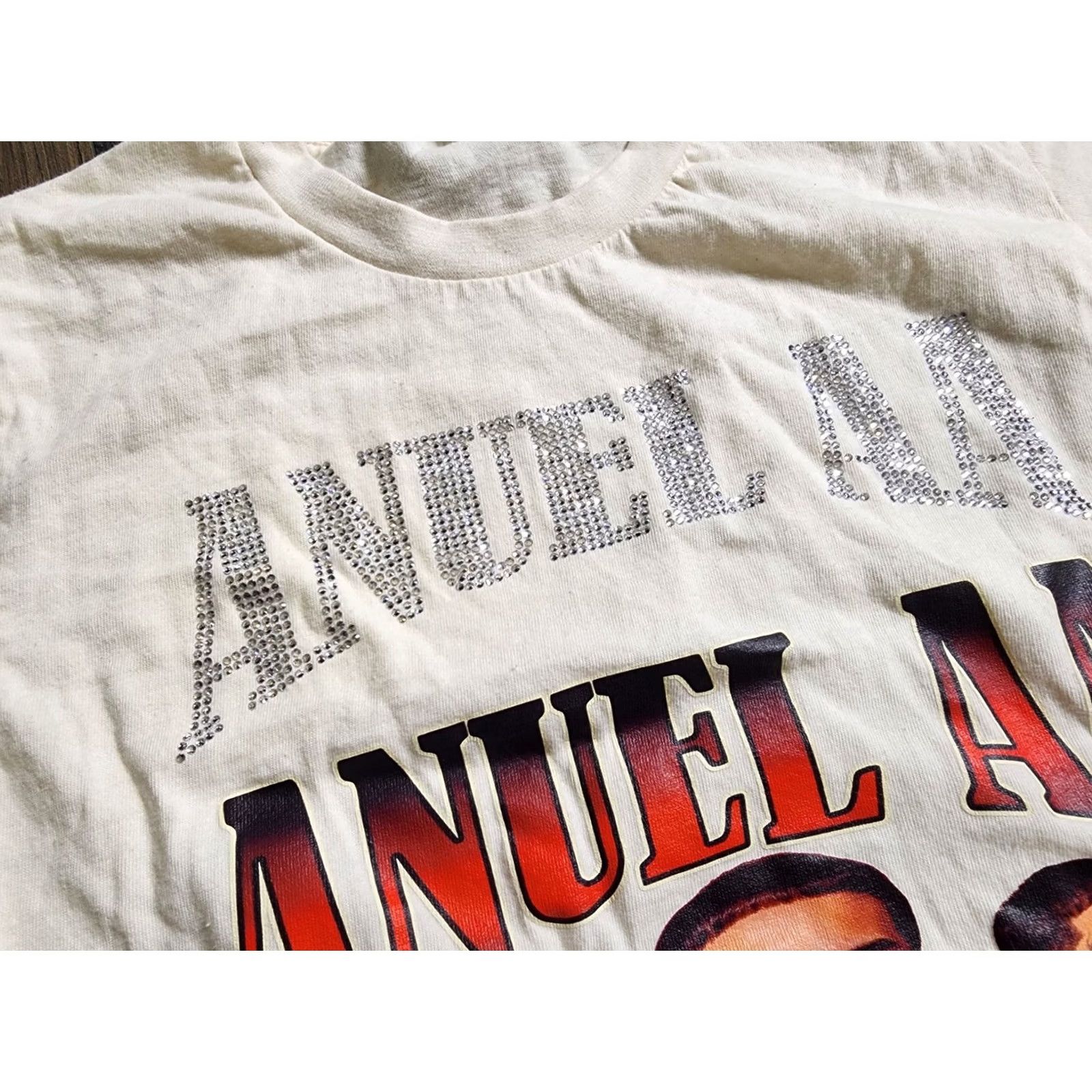 Doublet Mens S City Wear T-Shirt Beige 100% Cotton Short Sleeve Crew Neck Rhinestone Double Side Graphic Print Size US S / EU 44-46 / 1 - 5 Thumbnail