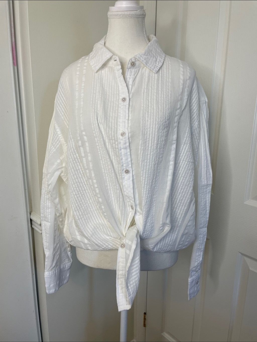 American Eagle Outfitters NWT Aerie Seersucker Oversized Cover-Up Button Down Shirt M Size M / US 6-8 / IT 42-44 - 8 Thumbnail