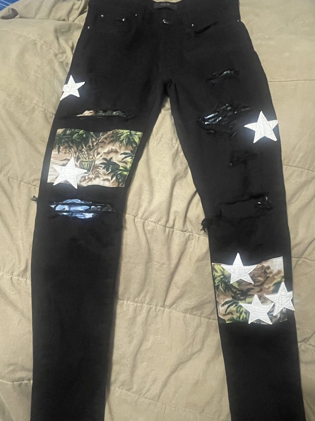 Amiri Amiri Camo Patch Star Skinny Jeans Size US 32 / EU 48 - 2 Thumbnail