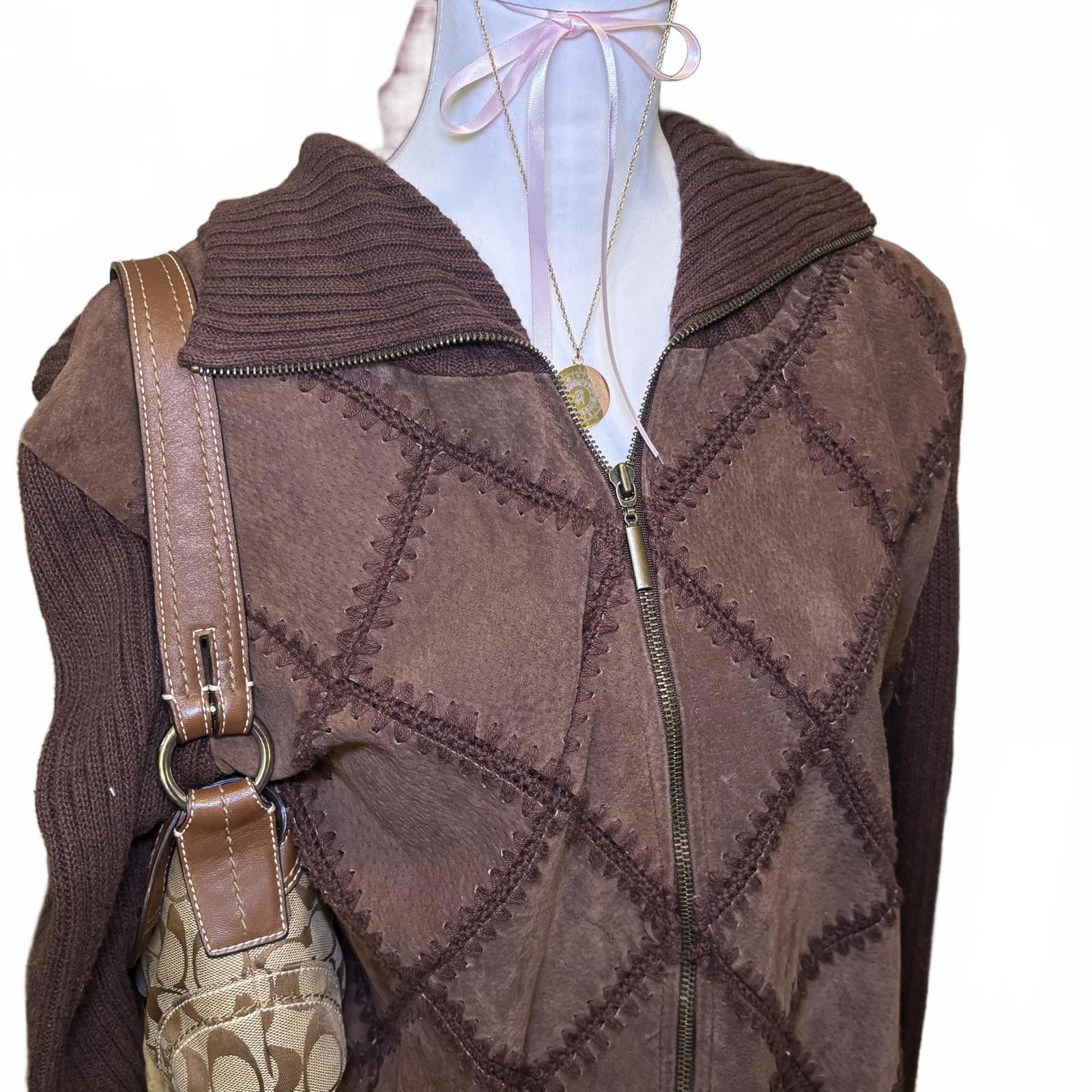 Other vintage leather knit zip up Size XL / US 12-14 / IT 48-50 - 3 Thumbnail