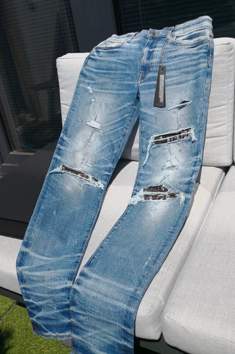 Amiri AMIRI Note Patch Distressed Jeans - dmc Size US 32 / EU 48 - 1 Thumbnail