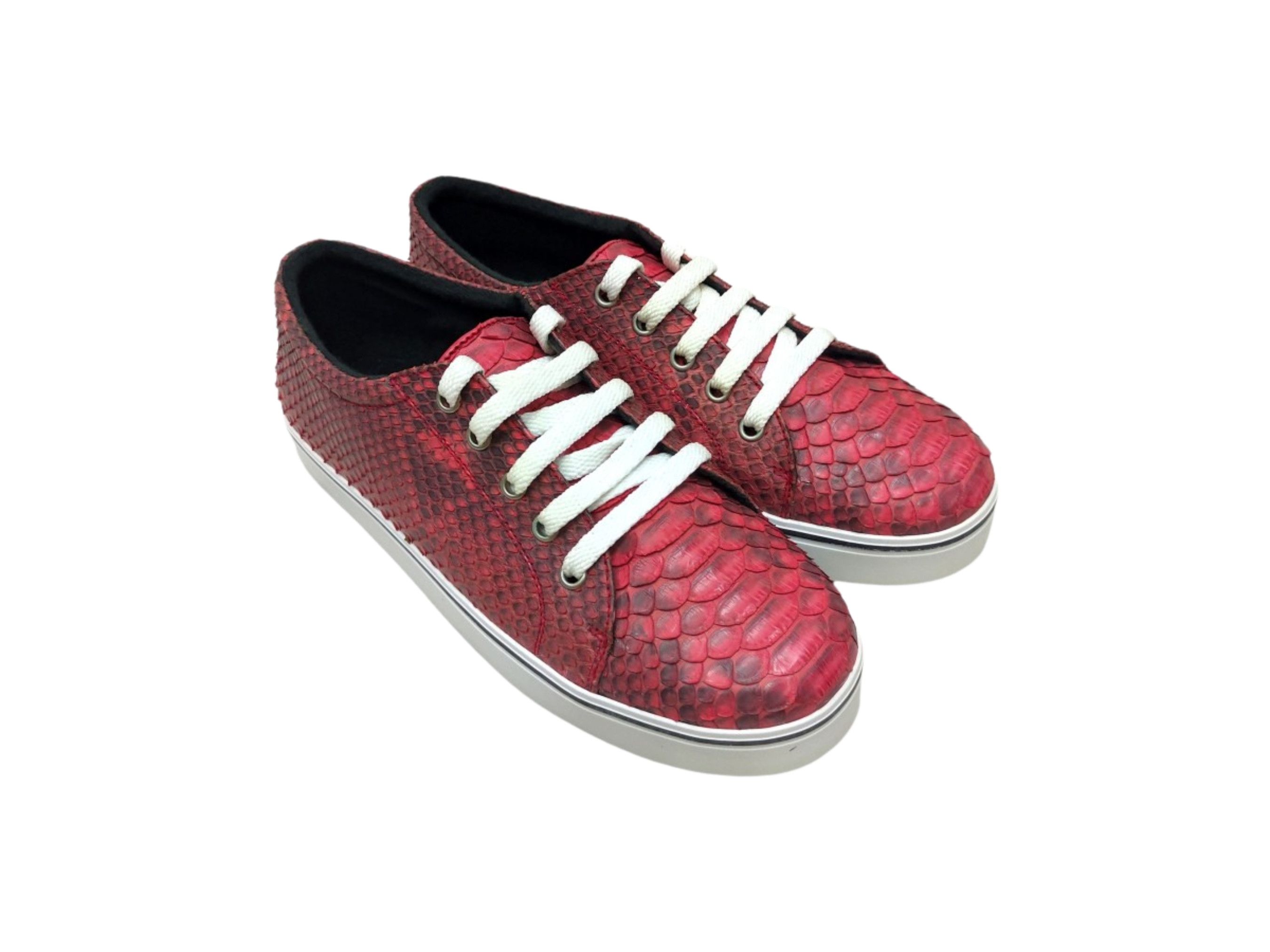 Handmade Red Snakeskin Casual Sneakers Size US 6 / EU 39 - 1 Thumbnail