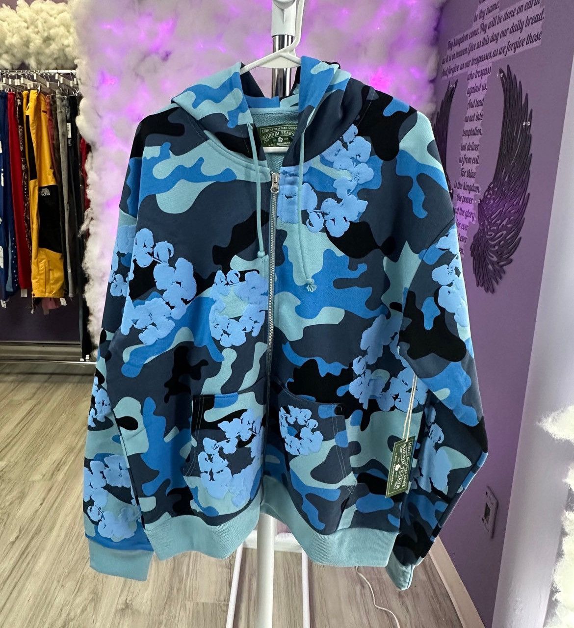 DENIM TEARS Denim Tears Blue Camo Cotton Wreath Zip Hoodie