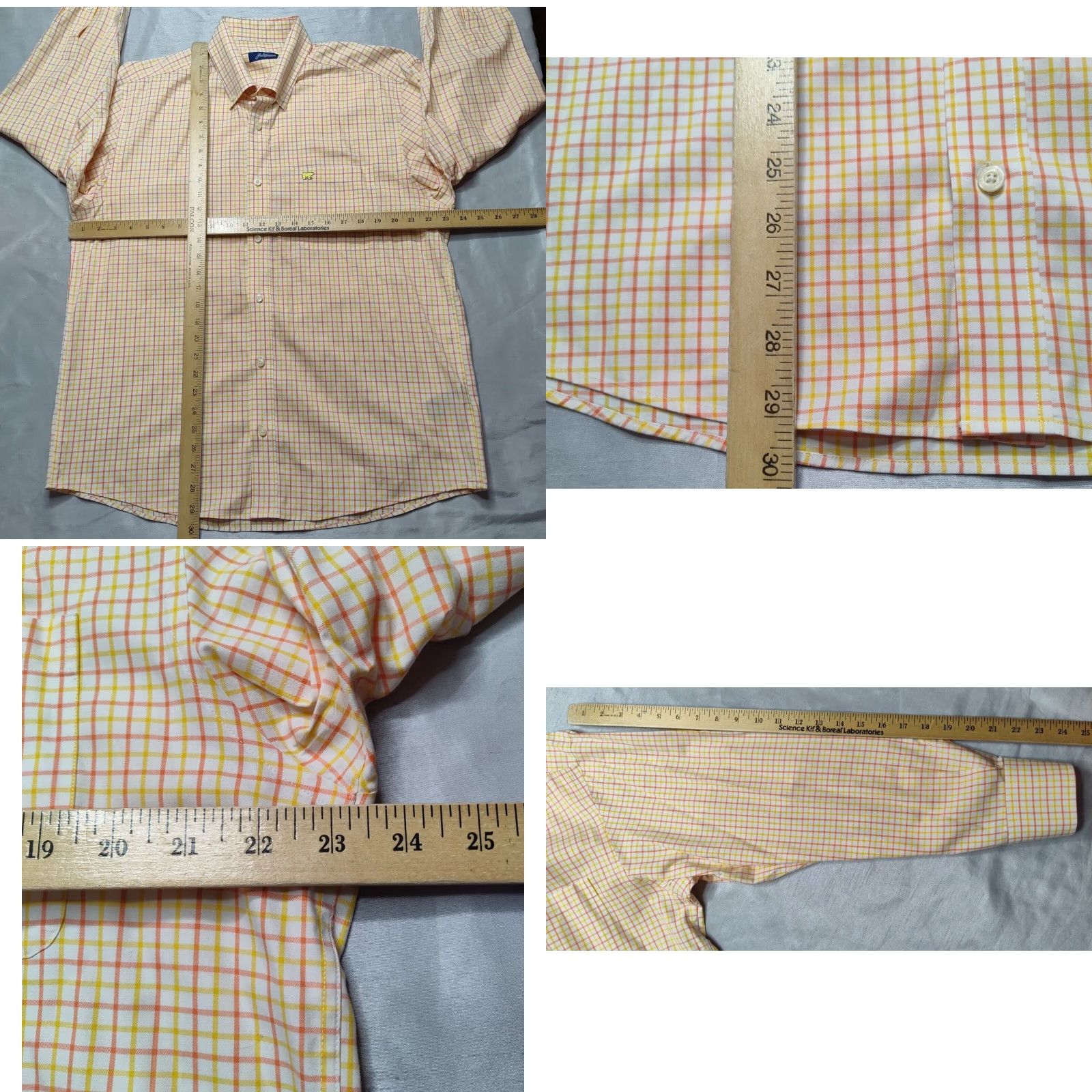 Vintage JACK NICKLAUS Men L Yellow Orange Check 100% Cotton Button-Up Shirt EUC Size US L / EU 52-54 / 3 - 9 Thumbnail