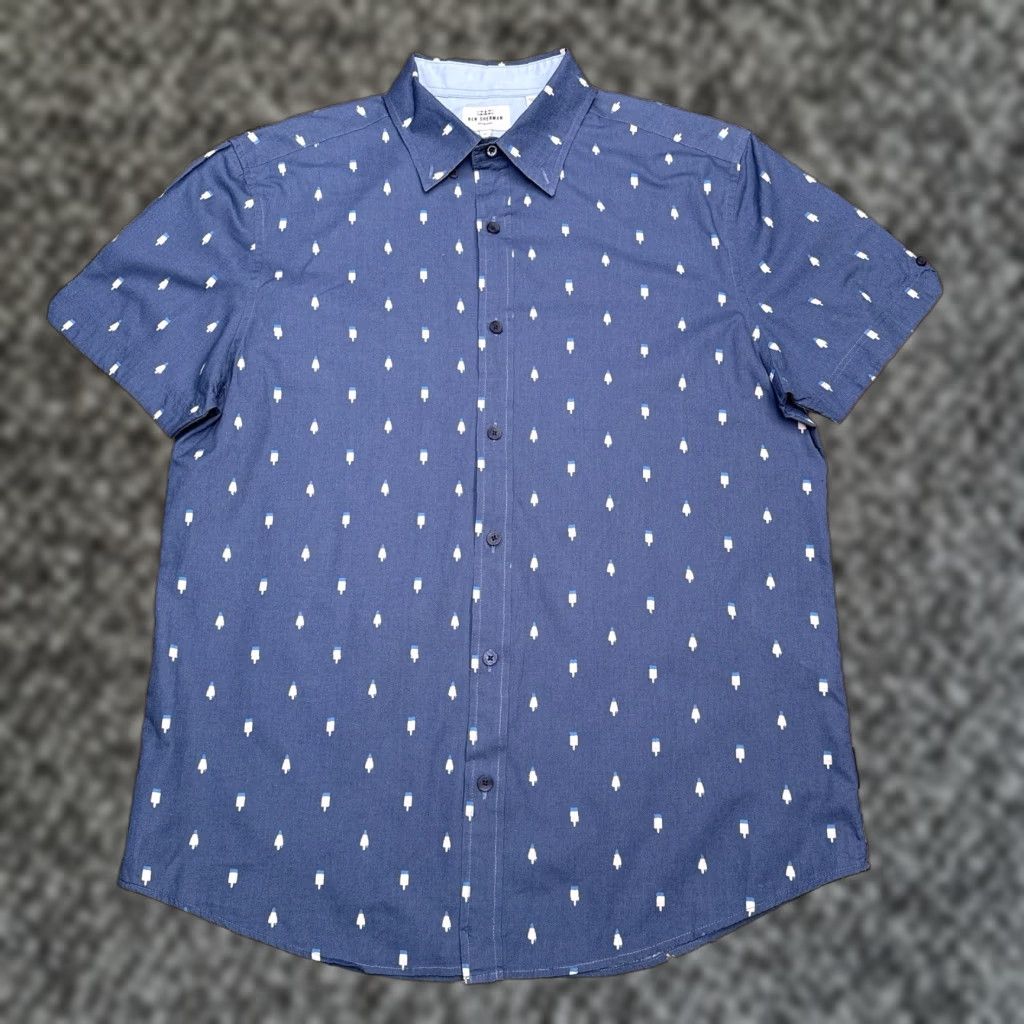 Ben Sherman Ben Sherman Shirt Mens M Blue Button-Up Summer Casual Ice Cream Solid Short Sleeve 90s? Size US M / EU 48-50 / 2 - 1 Thumbnail
