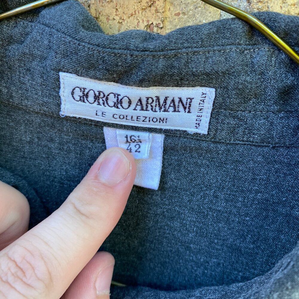 Armani × Giorgio Armani × Vintage Vintage 90s Giorgio Armani Soft Charcoal Button Up Shirt Si Size US L / EU 52-54 / 3 - 9 Thumbnail