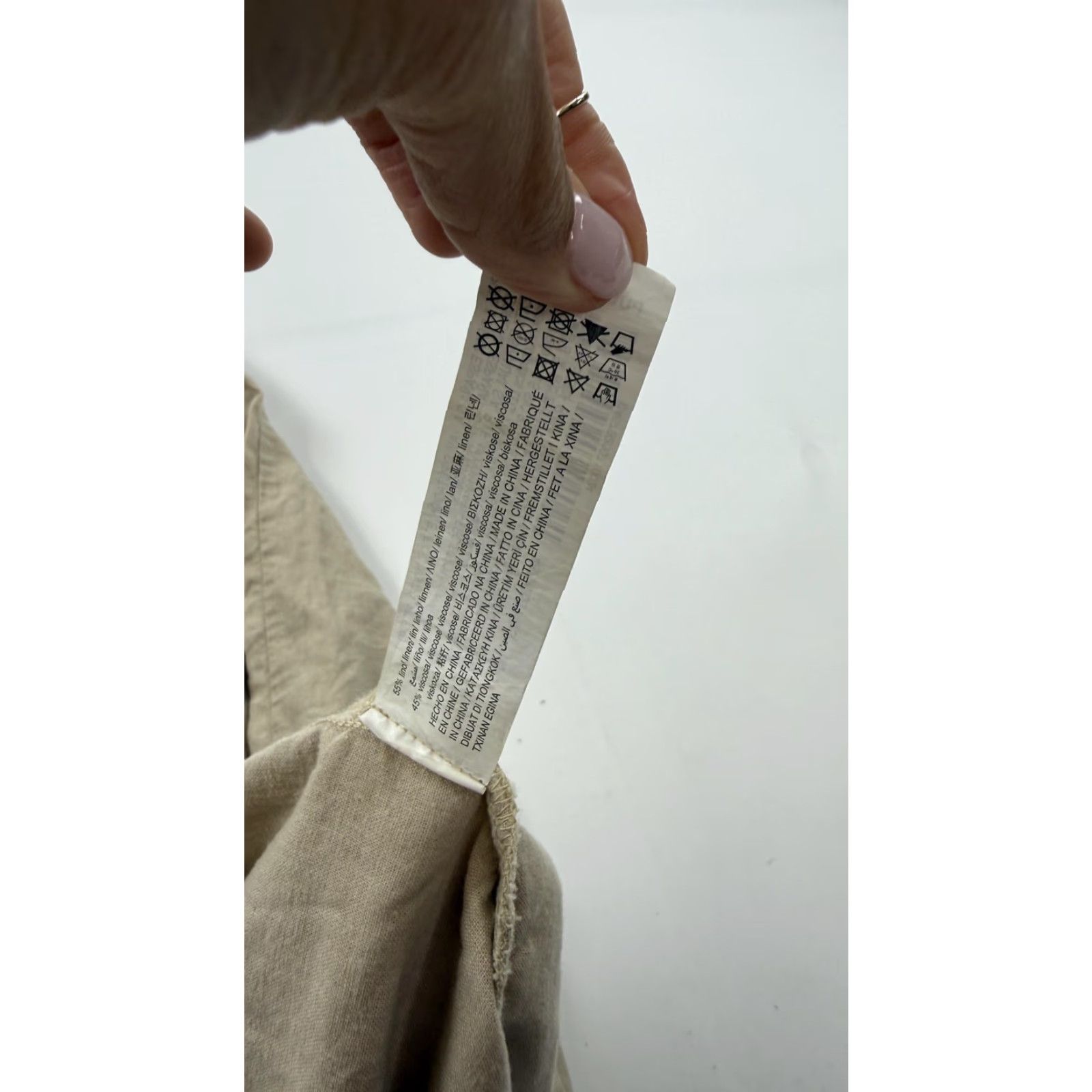 Vintage Pull & Bear Pants Womens Small Beige Linen-Blend Cargo Wide Leg Elastic Waist Size 28" / US 6 / IT 42 - 4 Thumbnail