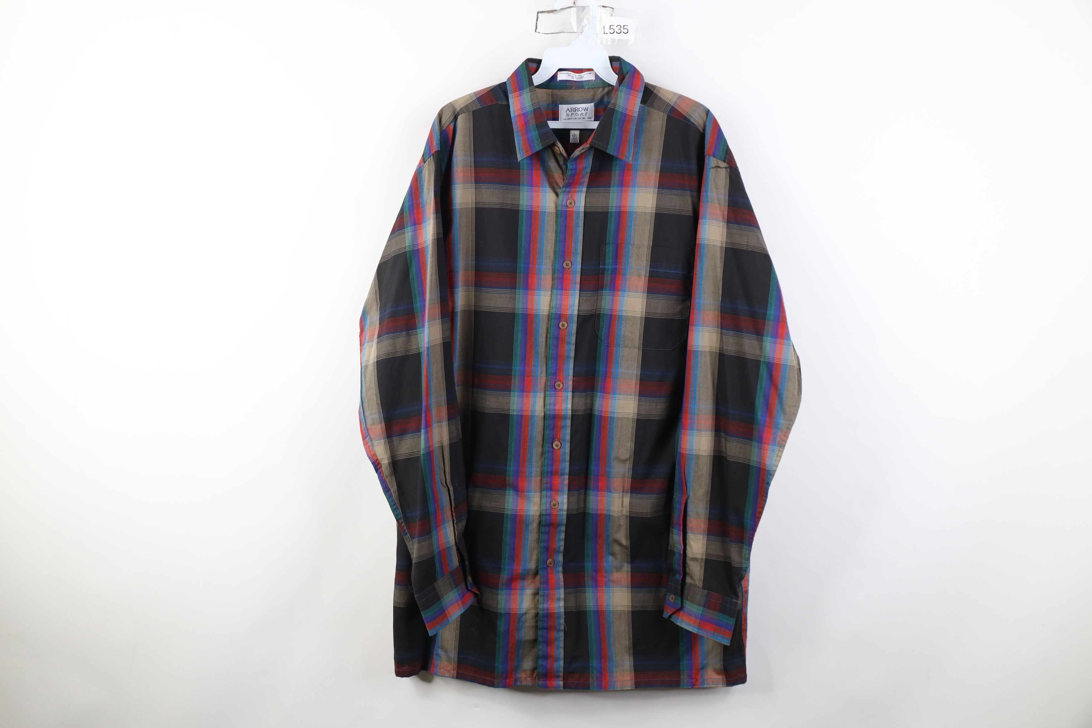 Vintage Vintage 70s 80s Streetwear Button Shirt Rainbow Plaid Size US L / EU 52-54 / 3 - 1 Thumbnail