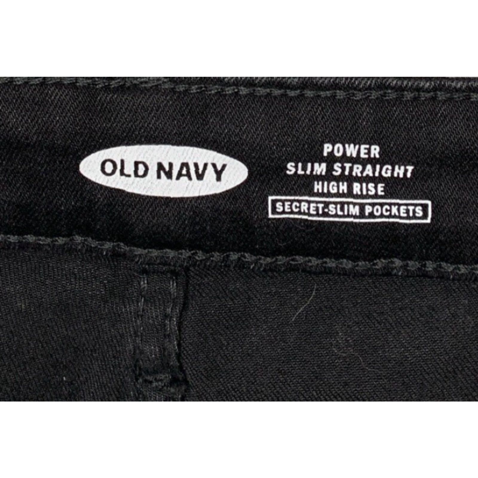 Old Navy VINTAGE Old Navy Womens Black Jeans Sz 18 Slim Straight Stretch High Rise Distressed NWT Size 40" / US 18 - 7 Thumbnail
