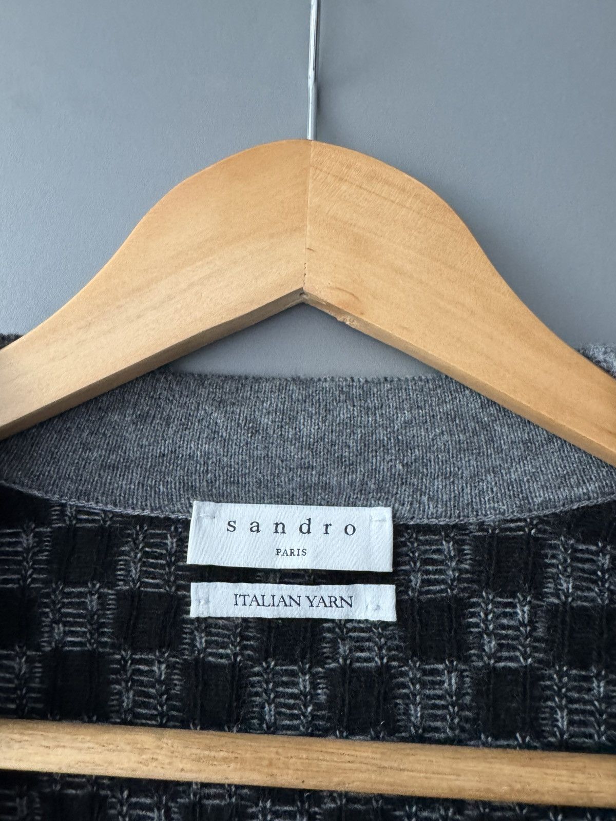 Sandro Sandro Paris Italian Yarn Blend Knit Check Cardigan Size US M / EU 48-50 / 2 - 4 Thumbnail