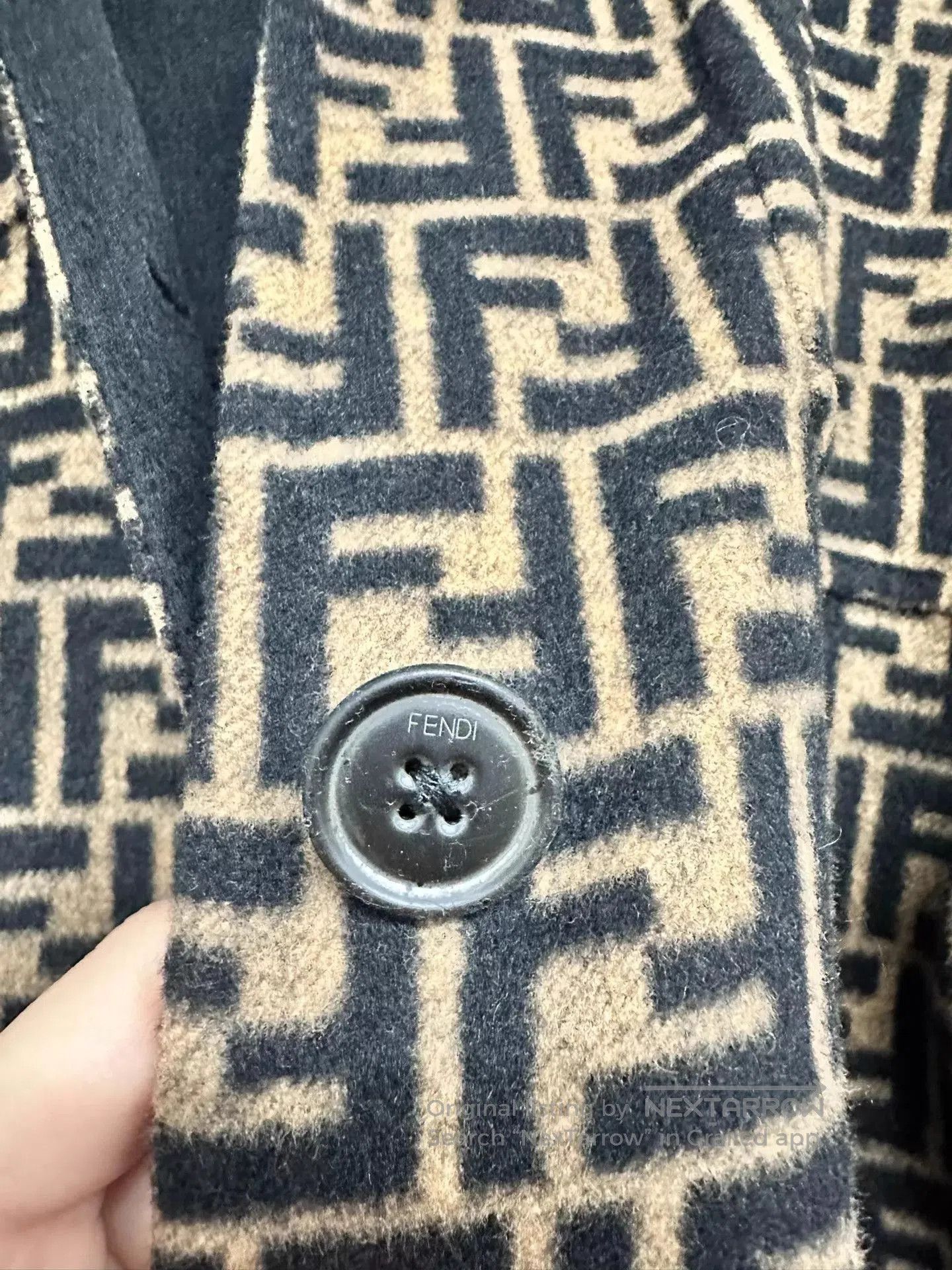 Fendi Brown Patterned Long Hooded Coat. Size US S / EU 44-46 / 1 - 8 Thumbnail