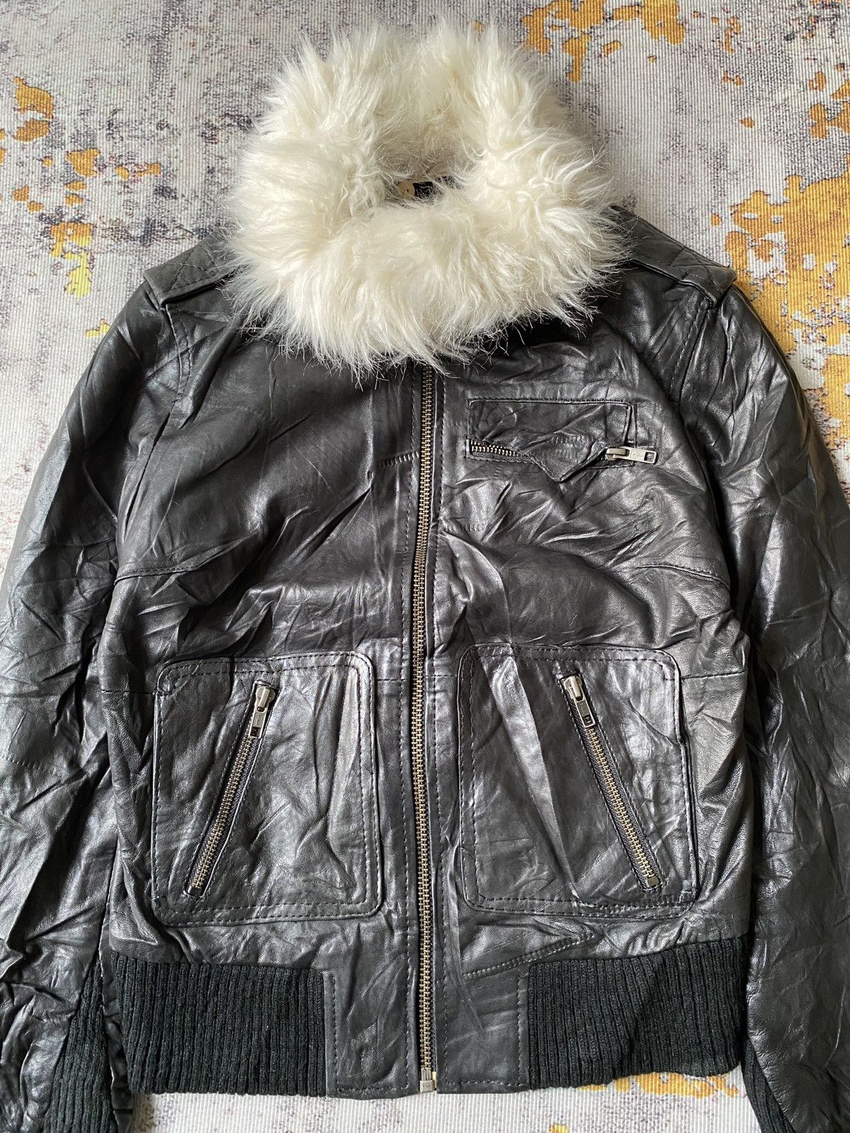 If Six Was Nine Goosecraft Multipocket Fur Black Leather Jacket Size US S / EU 44-46 / 1 - 8 Thumbnail