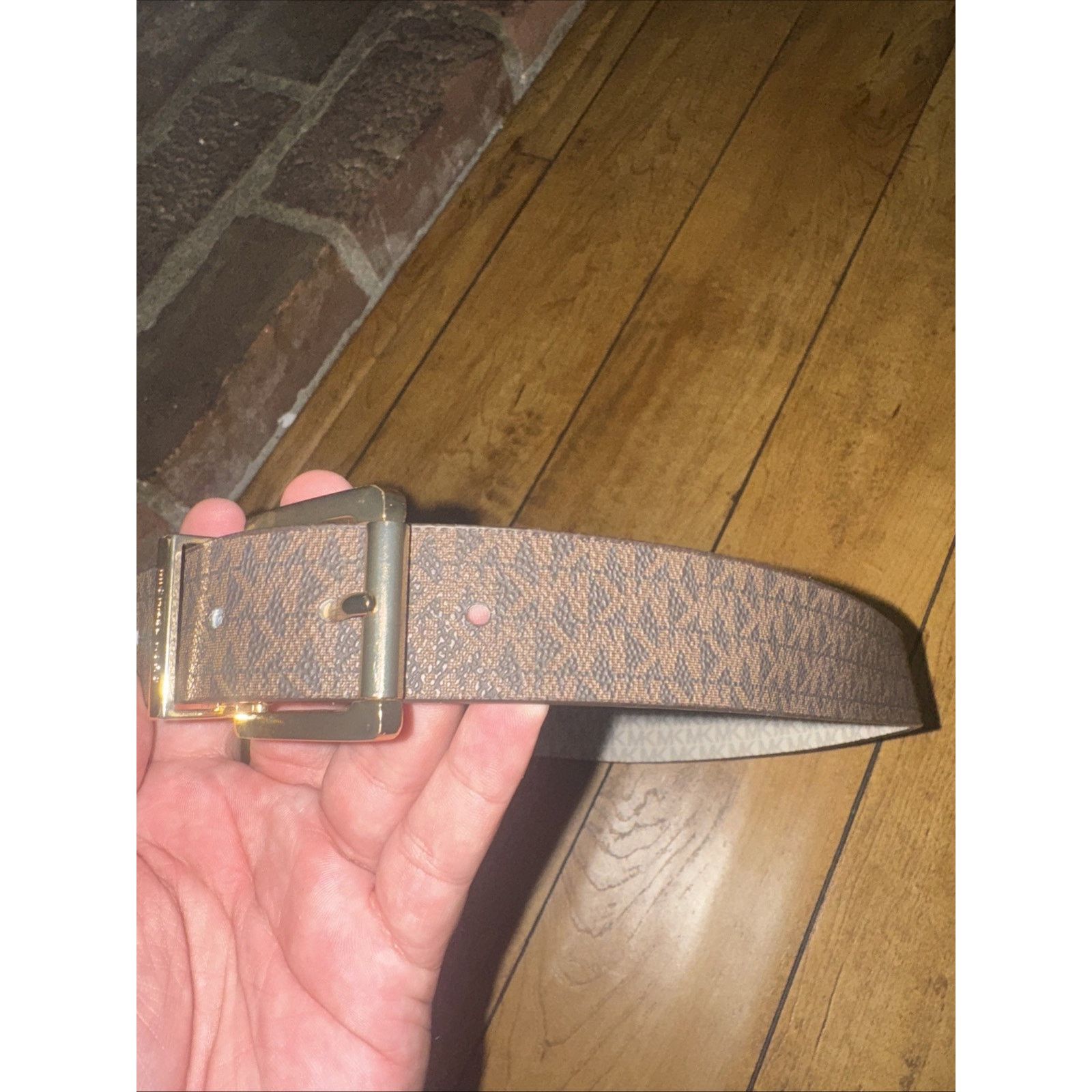Michael Kors Michael Kors Reversible Belt Brown White Gold Buckle Size 34 Size ONE SIZE - 2 Thumbnail