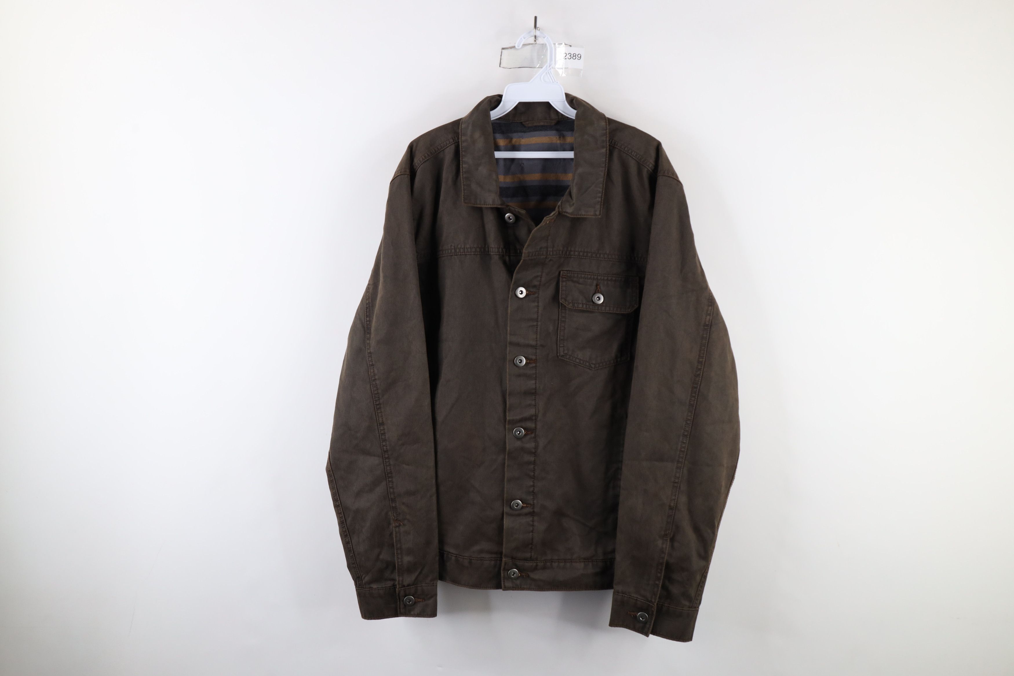 Vintage Vintage 90s Streetwear Waxed Cotton Trucker Jacket Brown Size US L / EU 52-54 / 3 - 1 Thumbnail