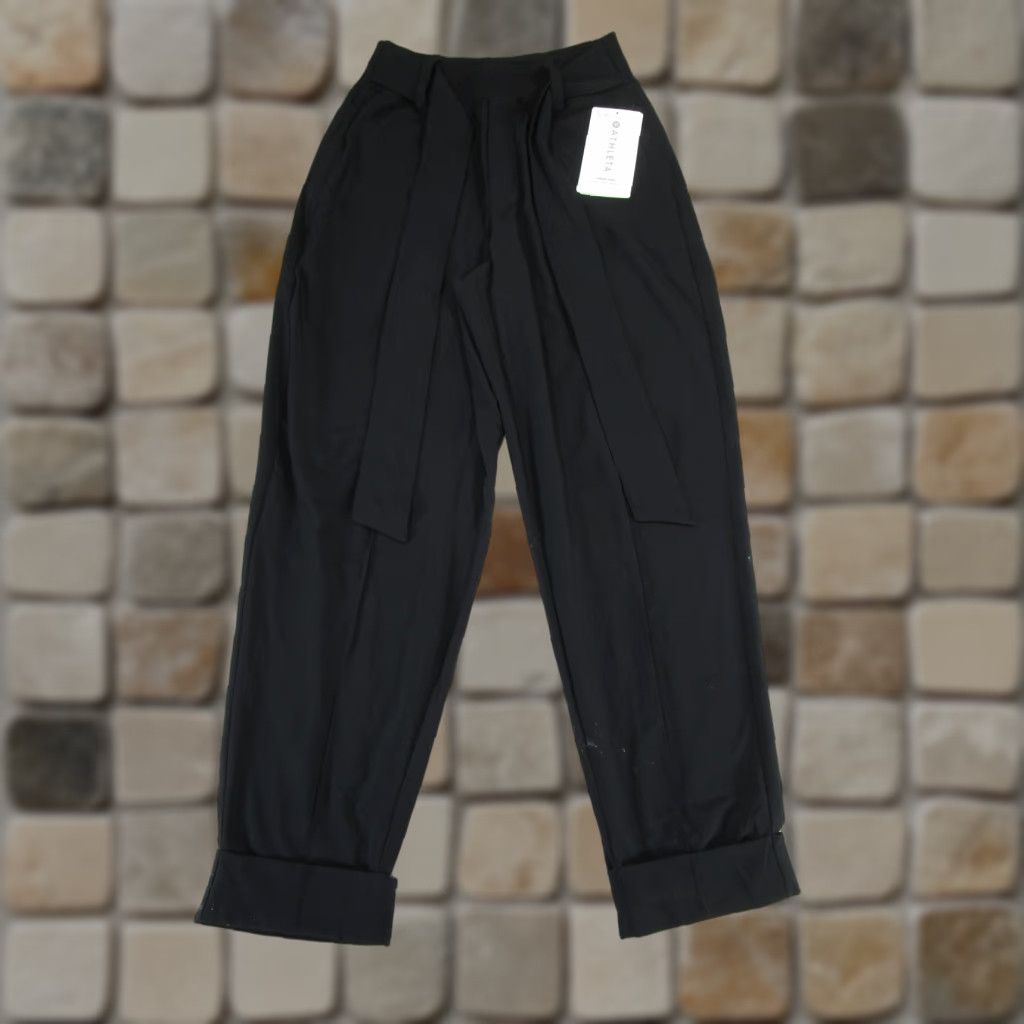 Athleta Athleta Pants Womens 2P Black Petite Lightweight Tie Waist Dress Pants Size 26" / US 2 / IT 38 - 1 Thumbnail