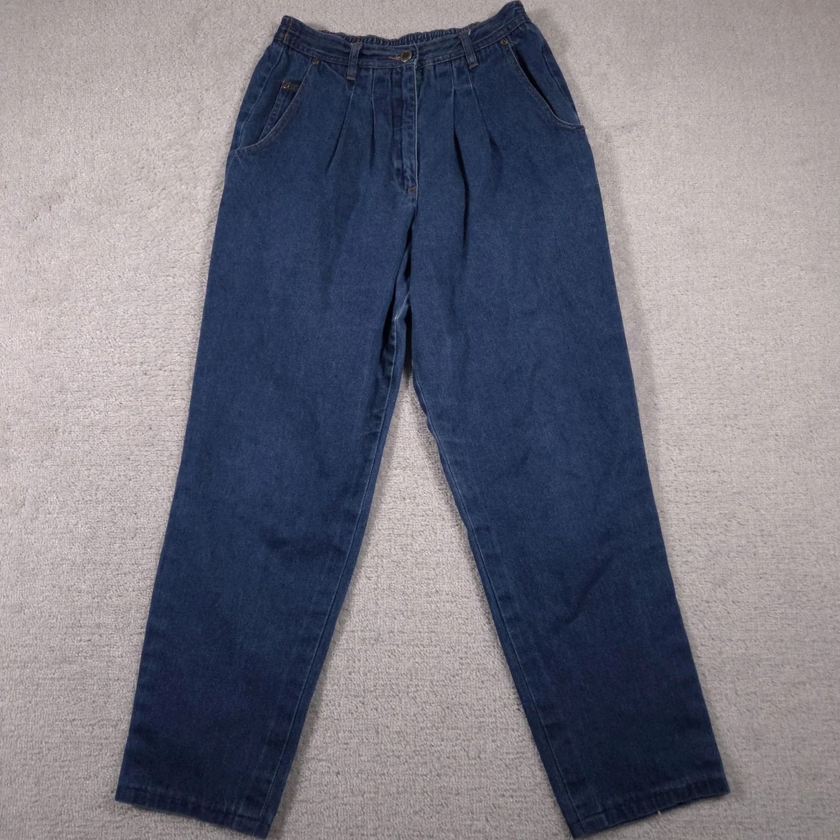 Oleg Cassini VINTAGE Oleg Cassini Jeans Womens 12 High Waist Pleated Tapered Mom Elastic Waist 90s Jeans Womens 12 Blue Medium Wash Denim 90s Womens Jeans Size 34" / US 12 / IT 48 - 2 Thumbnail