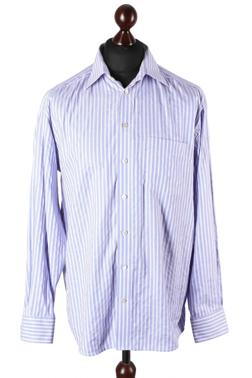 Eton Eton Striped Long Sleeve Dress Shirt Blue Pink Size US L / EU 52-54 / 3 - 1 Thumbnail