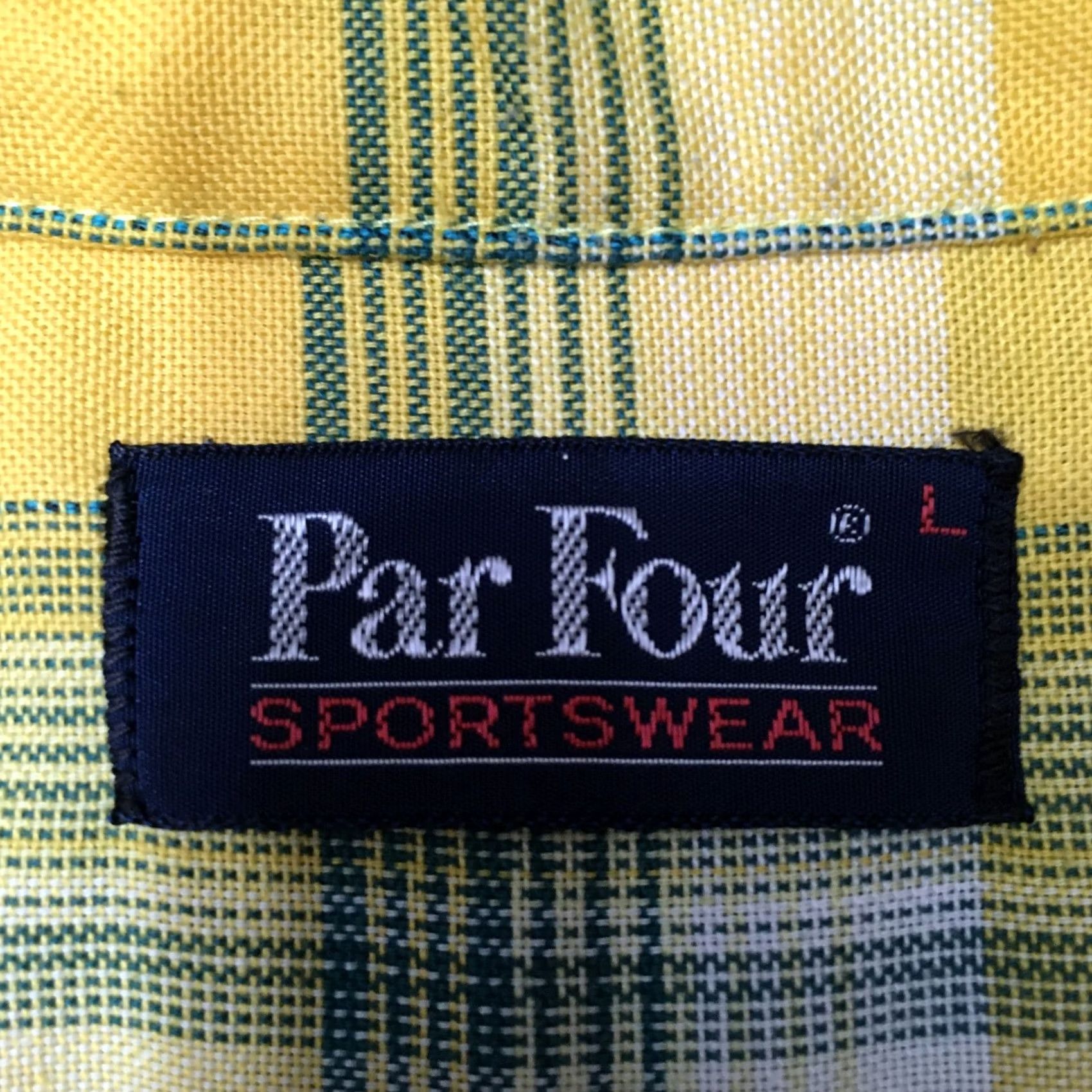 Vintage PAR FOUR Shirt Mens Yellow Plaid Short Sleeve Button Down Golf Casual Size US L / EU 52-54 / 3 - 3 Thumbnail