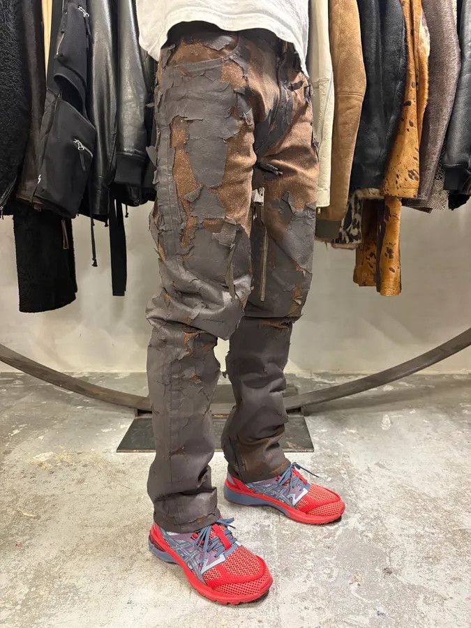 Givenchy × Vintage AW2022 Givenchy Brown Cracked Leather Utility Pants by Matthew Williams Size US 34 / EU 50 - 2 Thumbnail