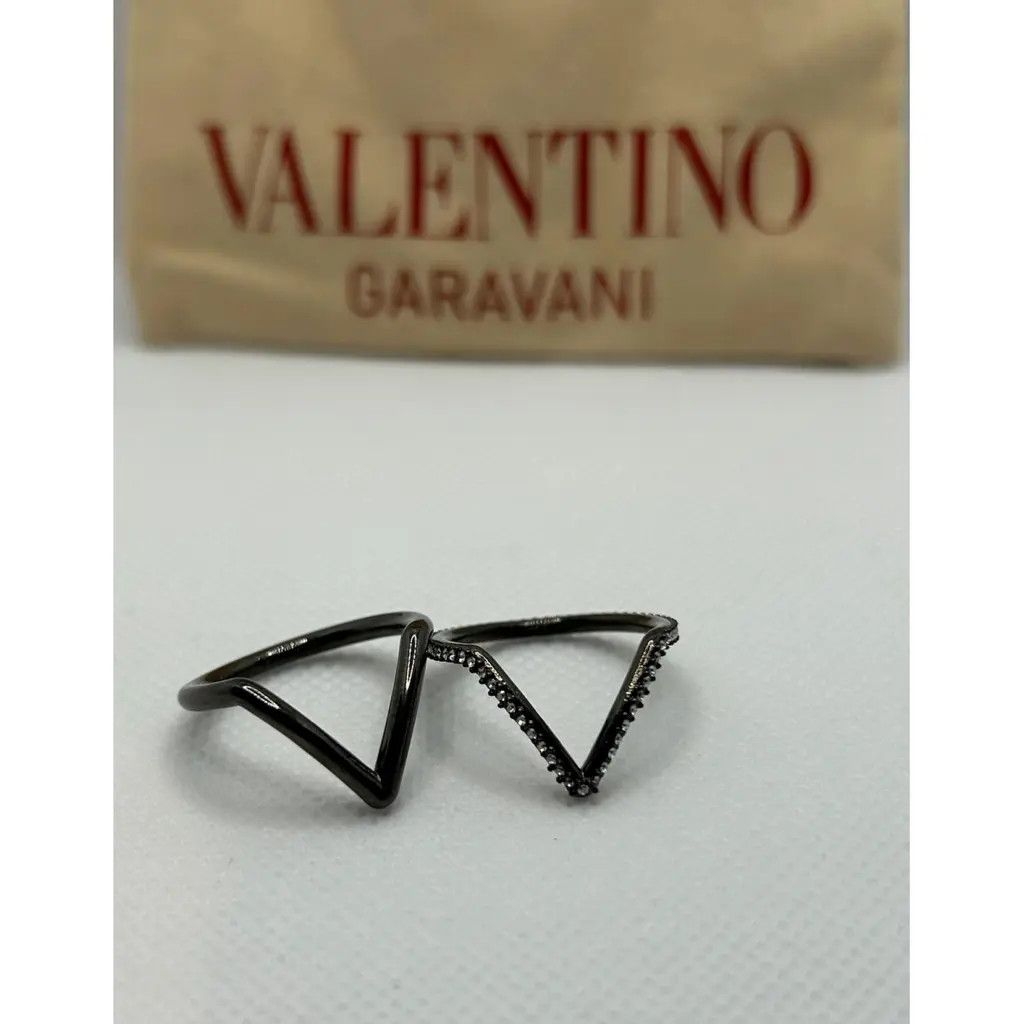Valentino alentino Garavani V Crystal Ring Black Size ONE SIZE - 7 Thumbnail