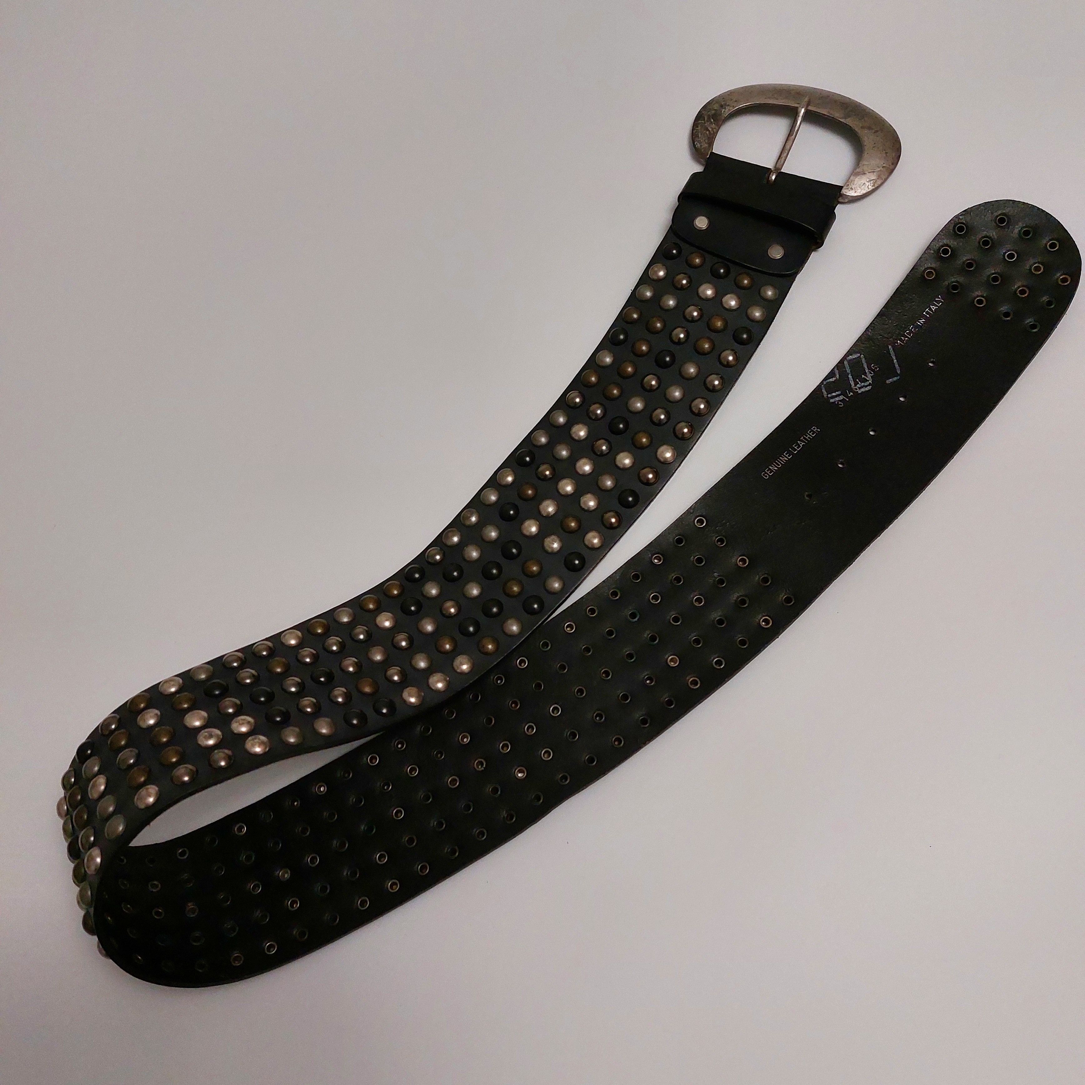 Leather Vintage Studded Leather Belt Heavy Metal Punk Size ONE SIZE - 3 Thumbnail