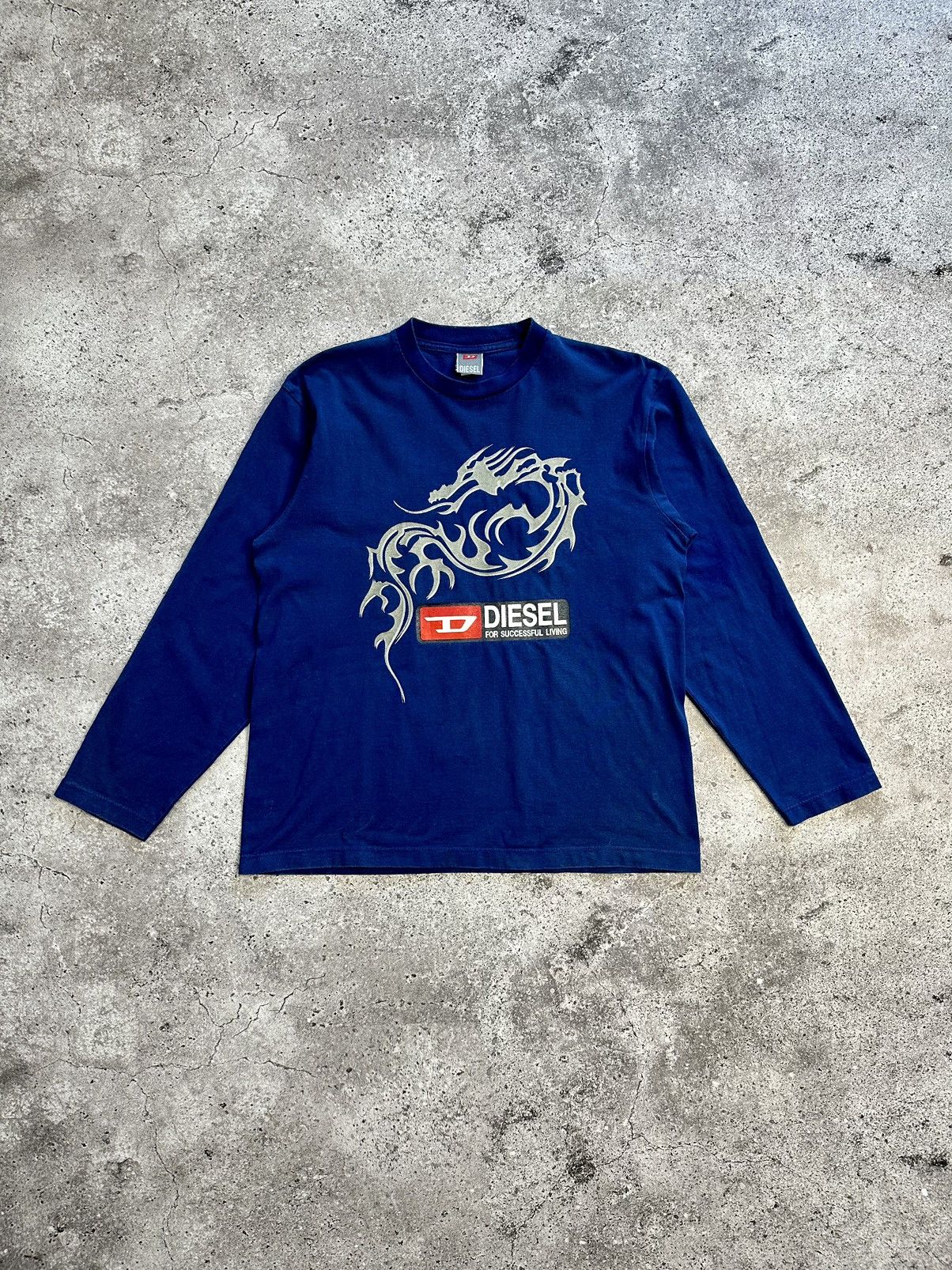 Diesel × Vintage Vintage Diesel Big Logo Dragon Long Sleeve Y2K Archival Size US L / EU 52-54 / 3 - 2 Thumbnail