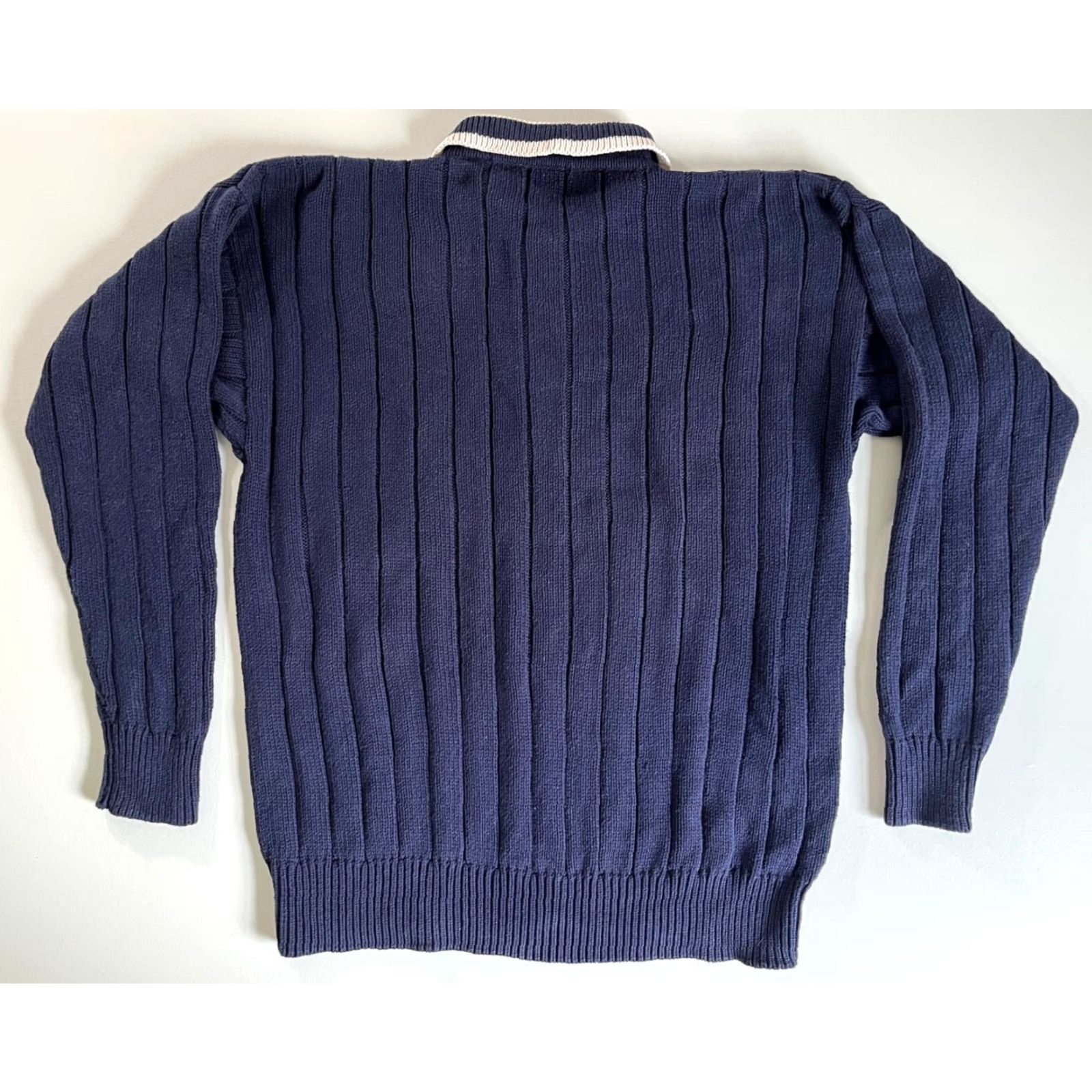 Gap VINTAGE Gap Men's Knit Collared Sweater 90s Embroidered Crest Navy Sz L Size US L / EU 52-54 / 3 - 3 Thumbnail