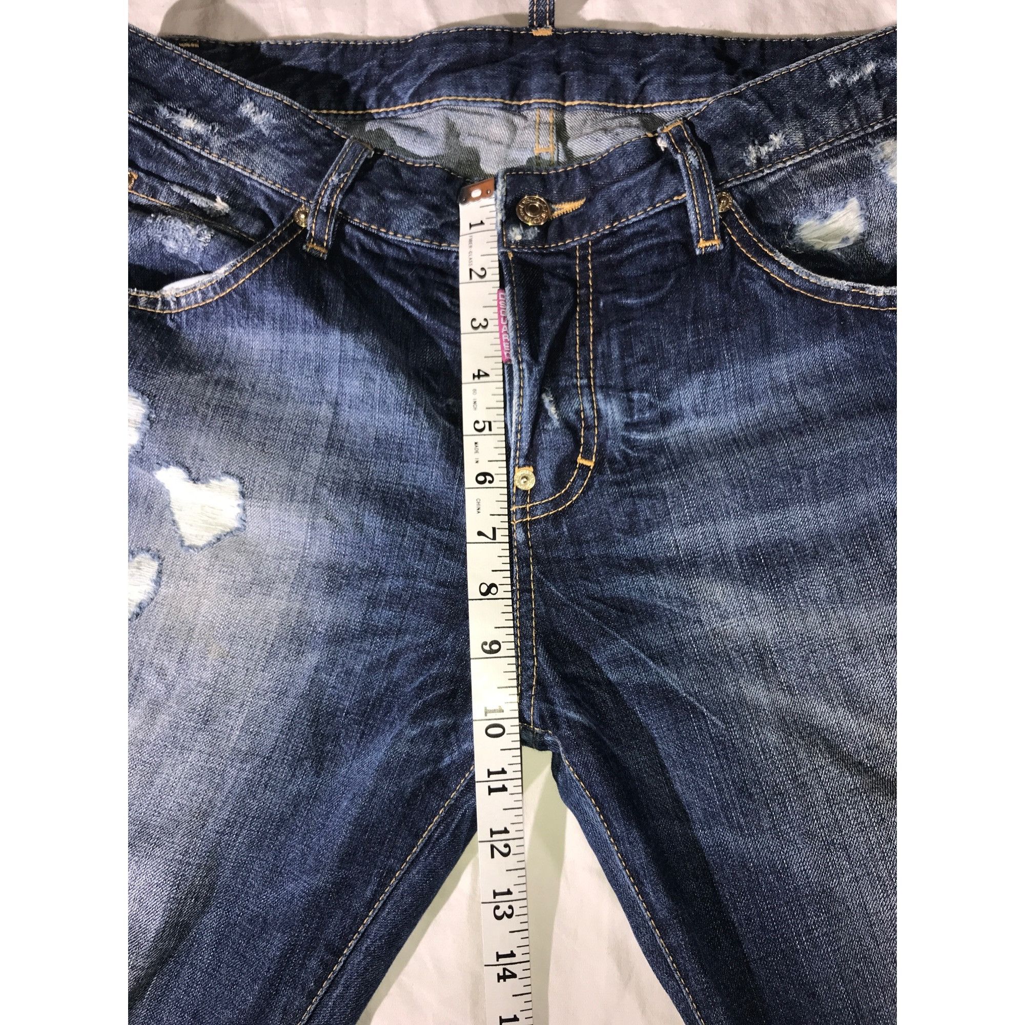 Dsquared2 Dsquared2 Women's Blue Distressed Heart-Patterned Boho Jeans Size 36" / US 14 / IT 50 - 6 Thumbnail