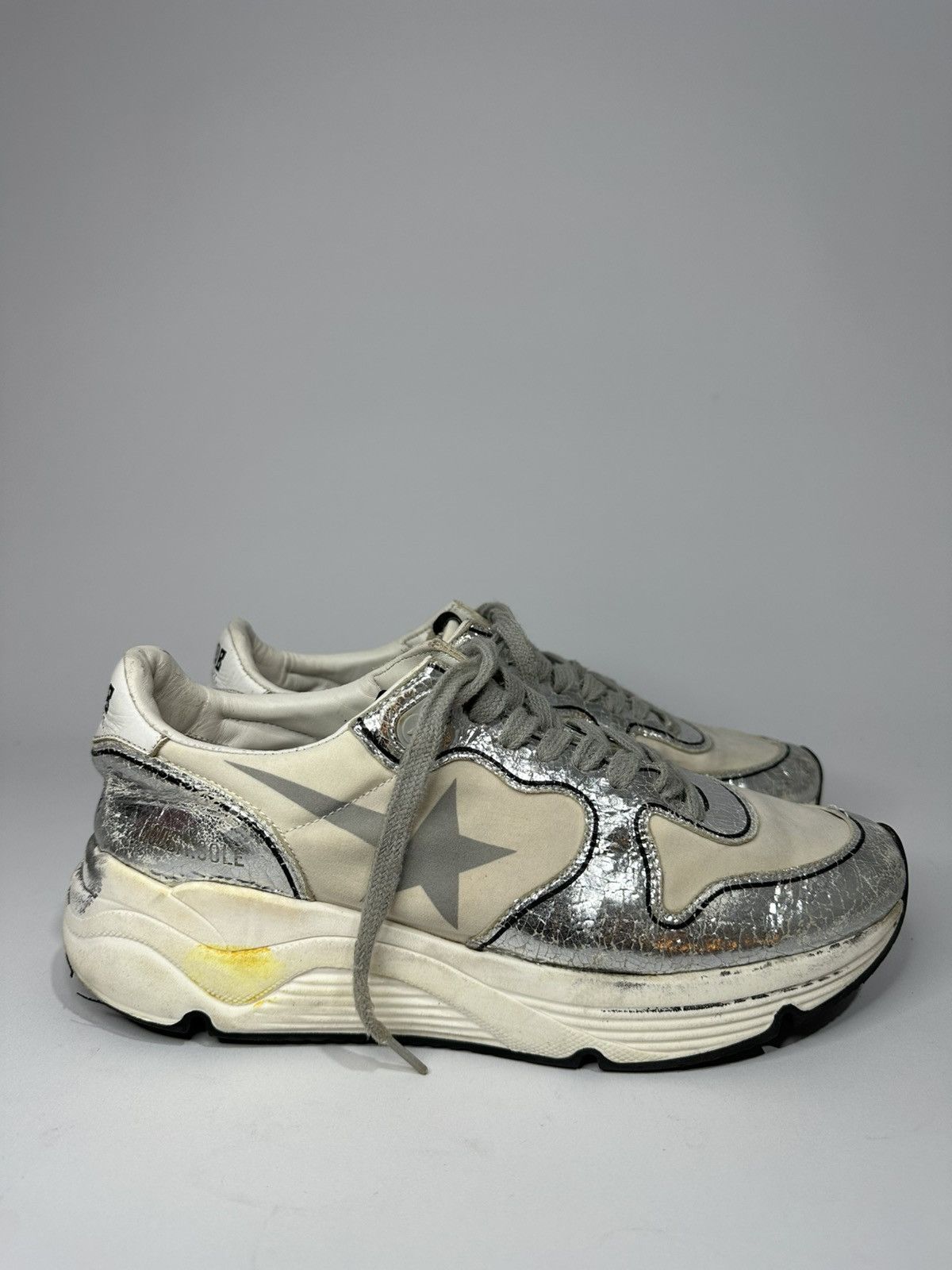 Golden Goose Golden Goose White & Silver Running Sole Women’s Sneakers. Size US 5.5 / EU 38 - 1 Thumbnail