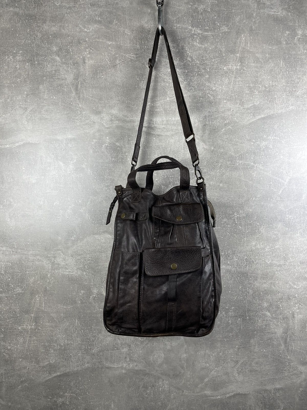 Genuine Leather Artisan Gray Avant Garde Leather Multipocket Shoulder Bag Size ONE SIZE - 4 Thumbnail