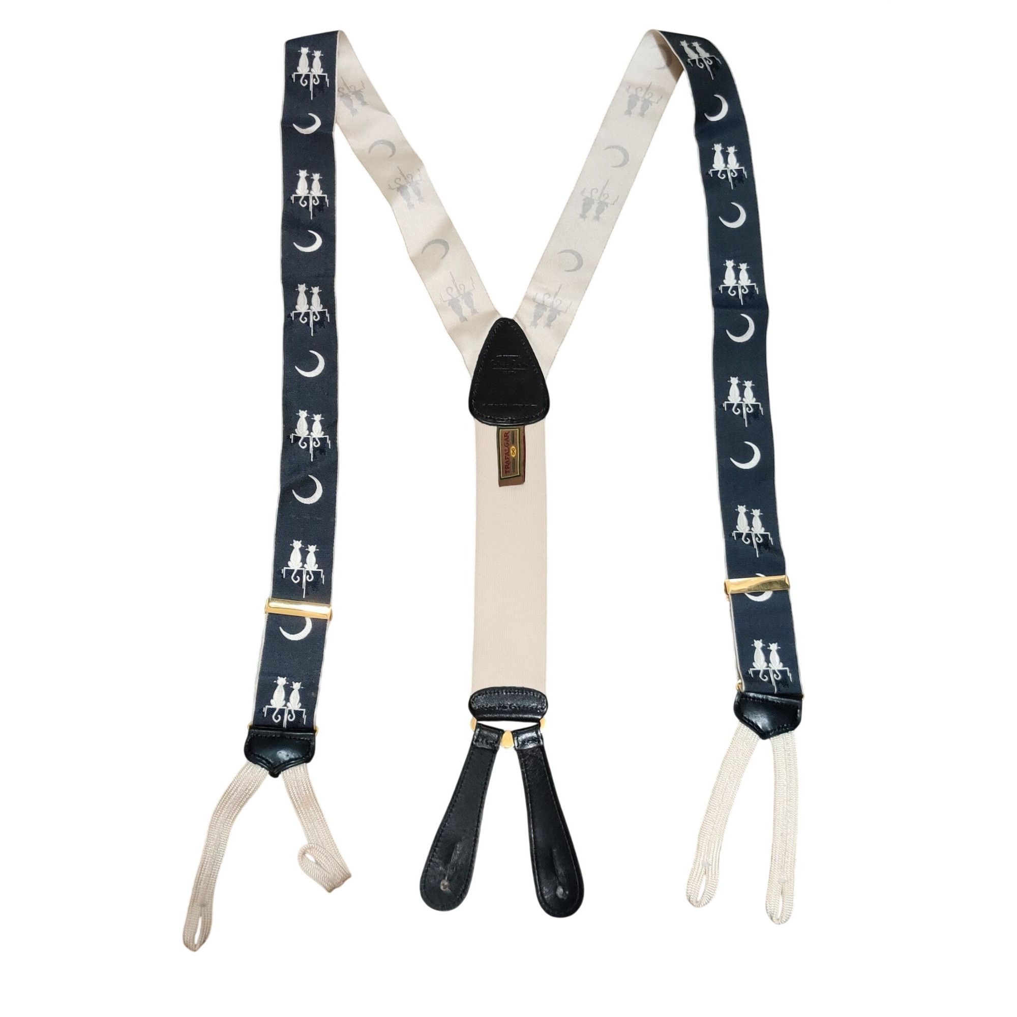 Vintage Trafalgar Calvin Curtis Serenade Silk Suspenders Cat