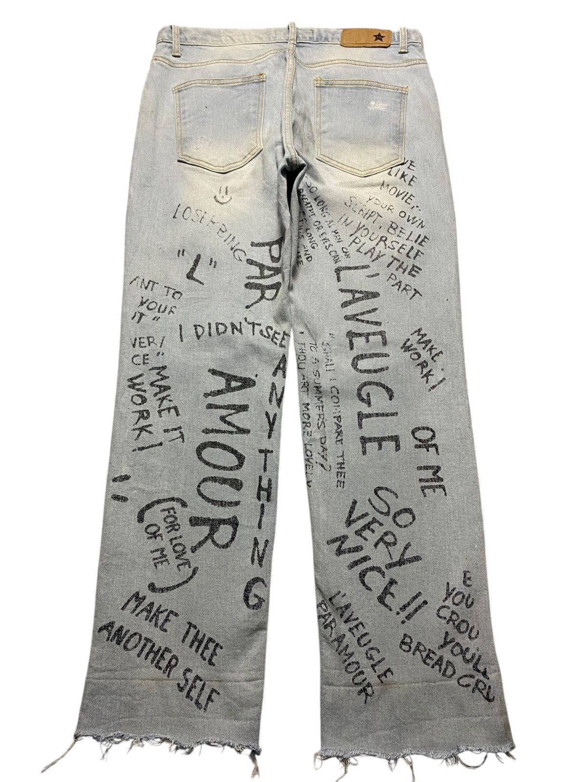 Japanese Brand Customised vintage jeans hand written slogan paint splatter Size US 31 - 2 Thumbnail