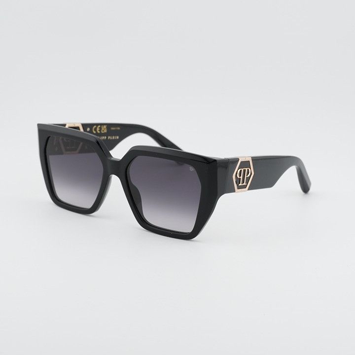 Philipp Plein Philipp Plein SPP160 0700 Sunglasses Black Square Frame Size ONE SIZE - 1 Thumbnail