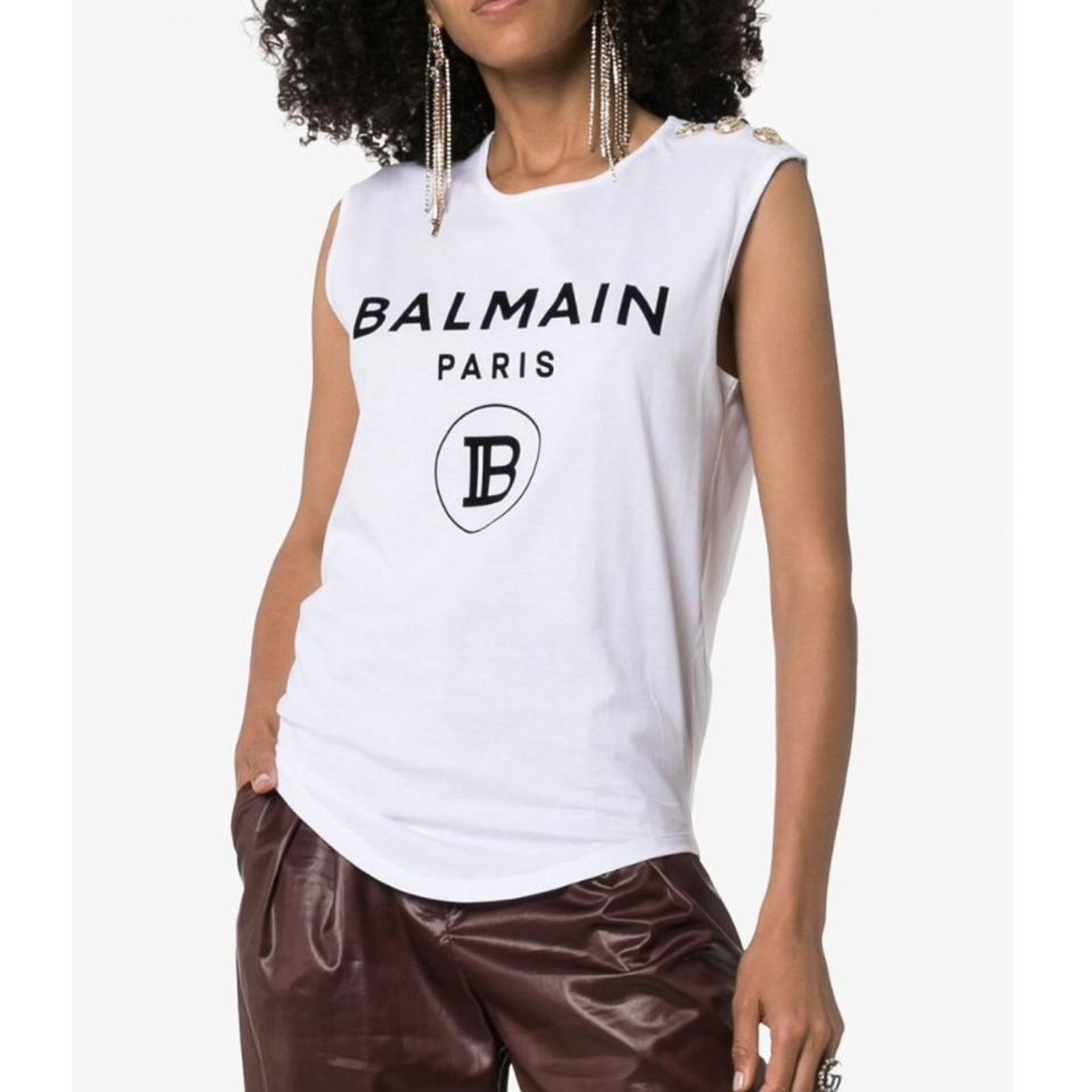 Balmain logo printed button embellished tank top L Size L / US 10 / IT 46 - 3 Thumbnail