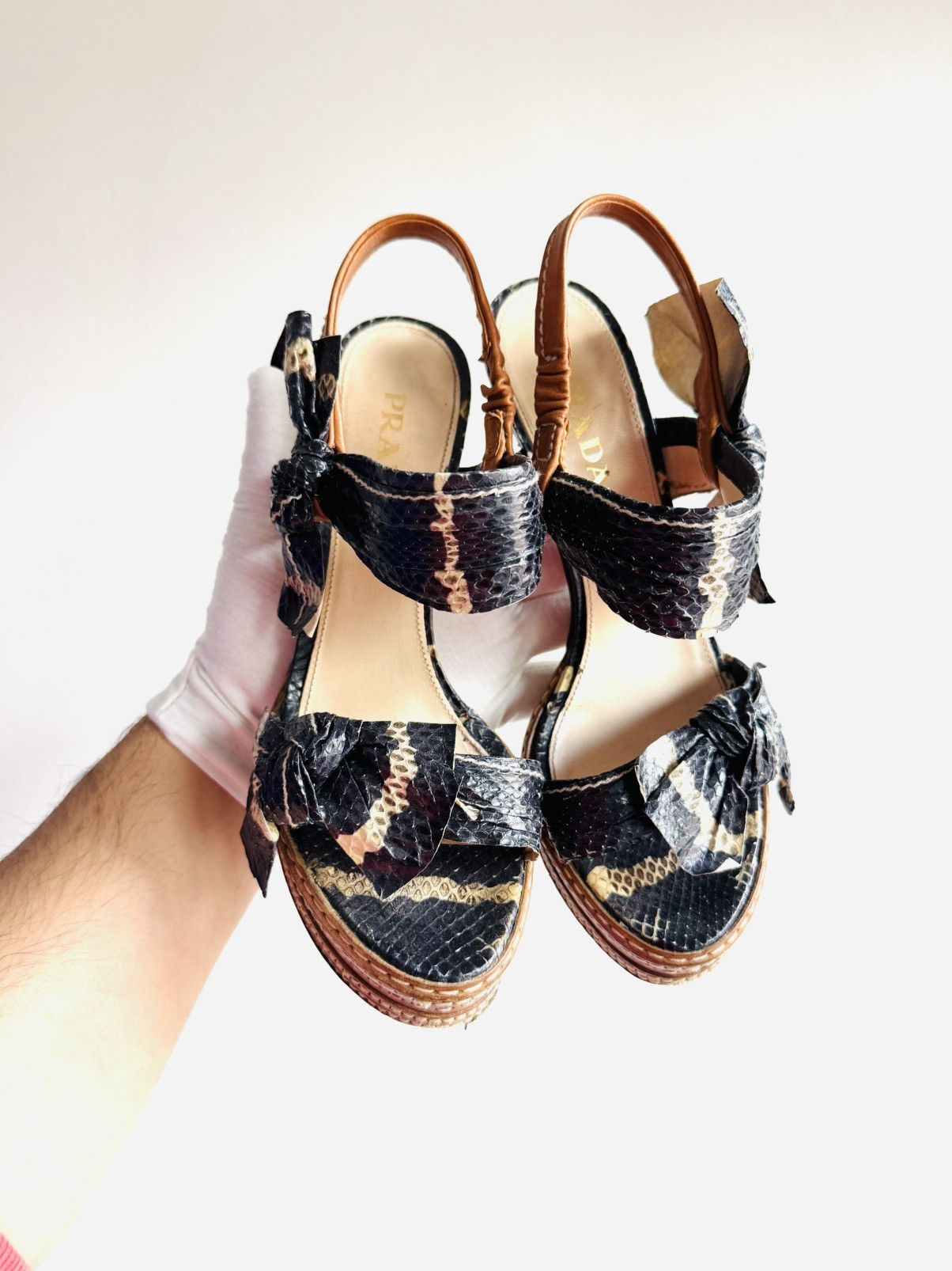 Prada Prada S/S 2009 Iconic python platform sandals 37 Size US 7 / IT 37 - 9 Thumbnail