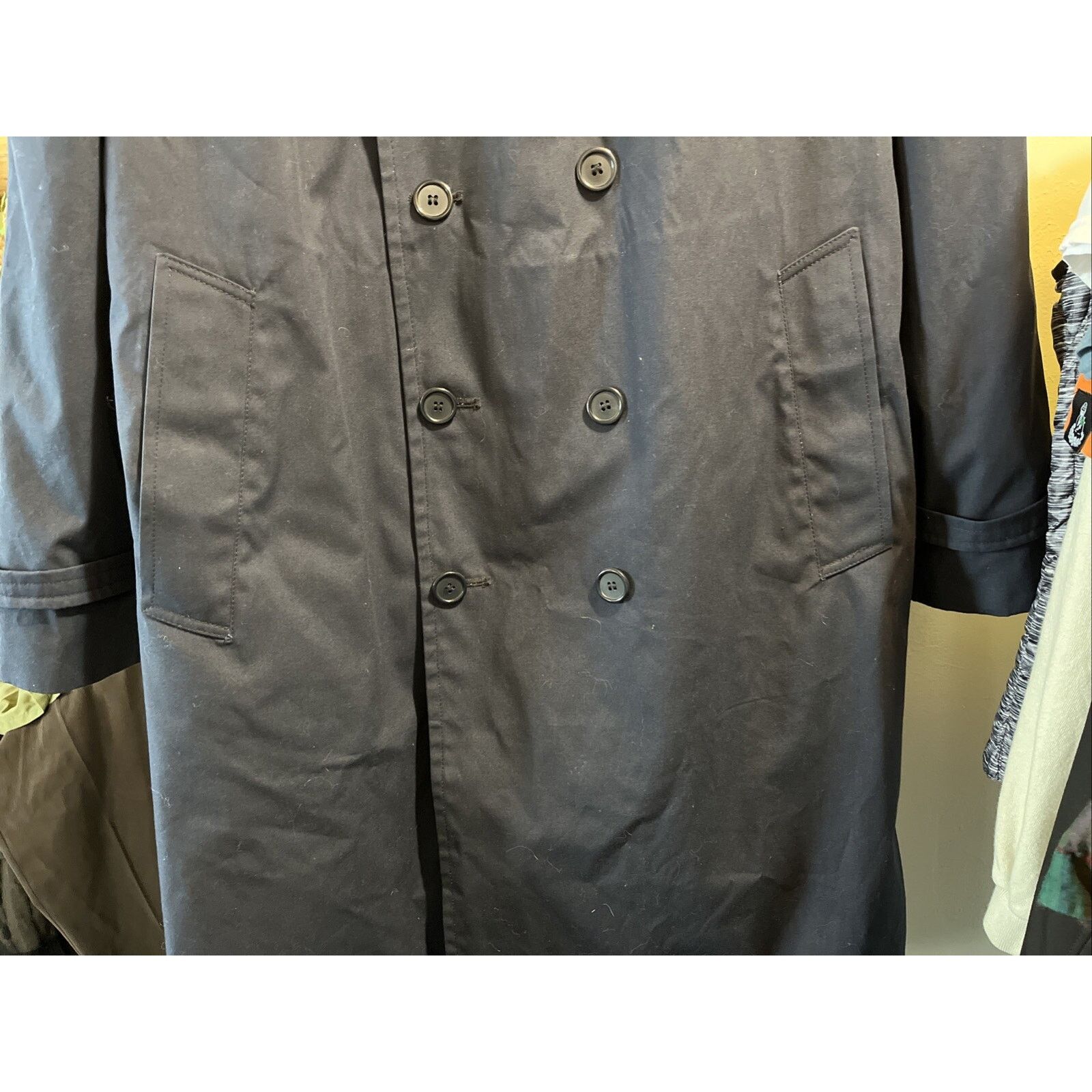 Other US Military Vintage Mens 44 XL Navy Blue 8 Button Trenchcoat Size US XL / EU 56 / 4 - 8 Thumbnail