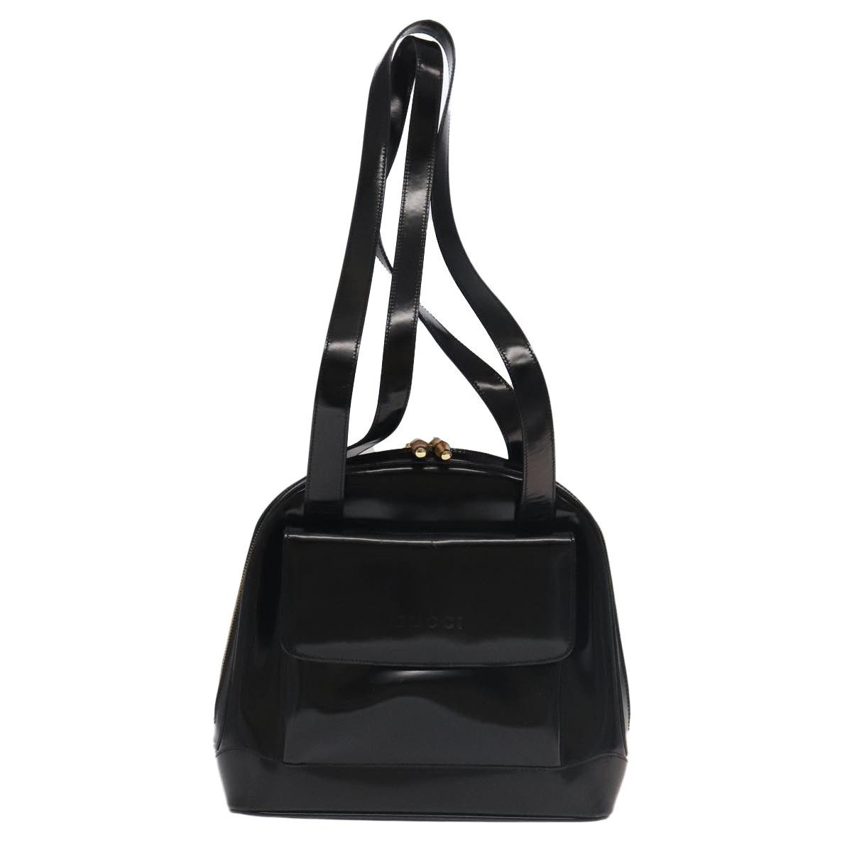 Gucci GUCCI Bamboo Shoulder Bag Enamel Black Gold 001 1075 1650 0 Size ONE SIZE - 2 Thumbnail