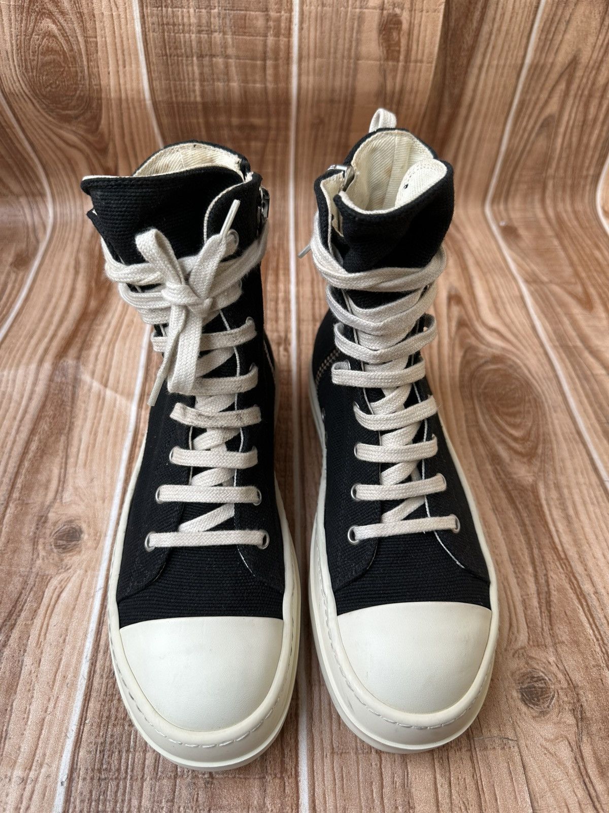 Rick Owens Rick Owens DRKSHDW Canvas Ramones Black Milk hightops Size US 6.5 / IT 36.5 - 3 Thumbnail