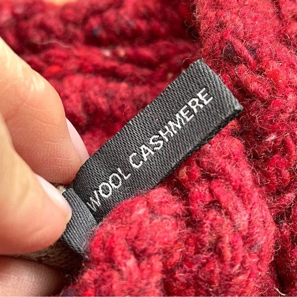Aran Sweater Market Aran Red Speckled Wool Cashmere Cableknit Sweater - XL 🇮🇪 Size XL / US 12-14 / IT 48-50 - 6 Thumbnail