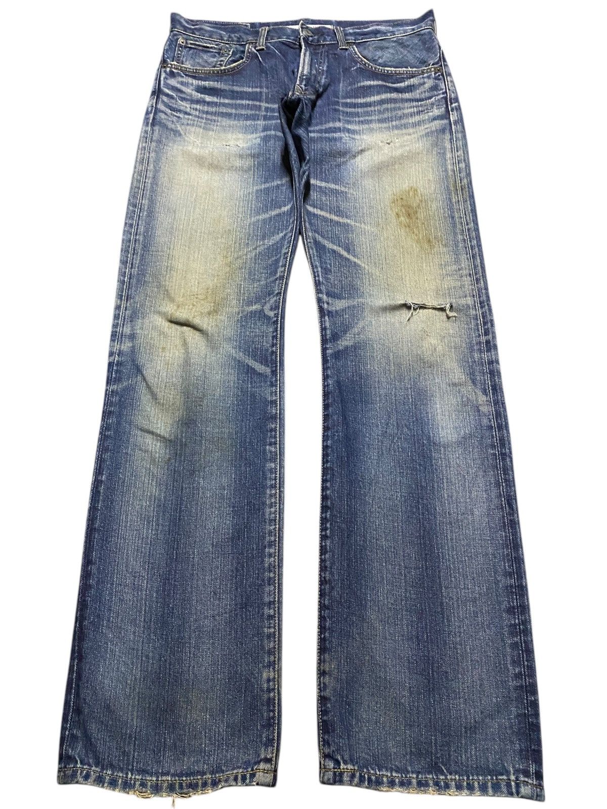 Japanese Brand Vintage Edwin 403 XV Mud Wash Distressed Loose Jeans Size US 34 / EU 50 - 1 Thumbnail