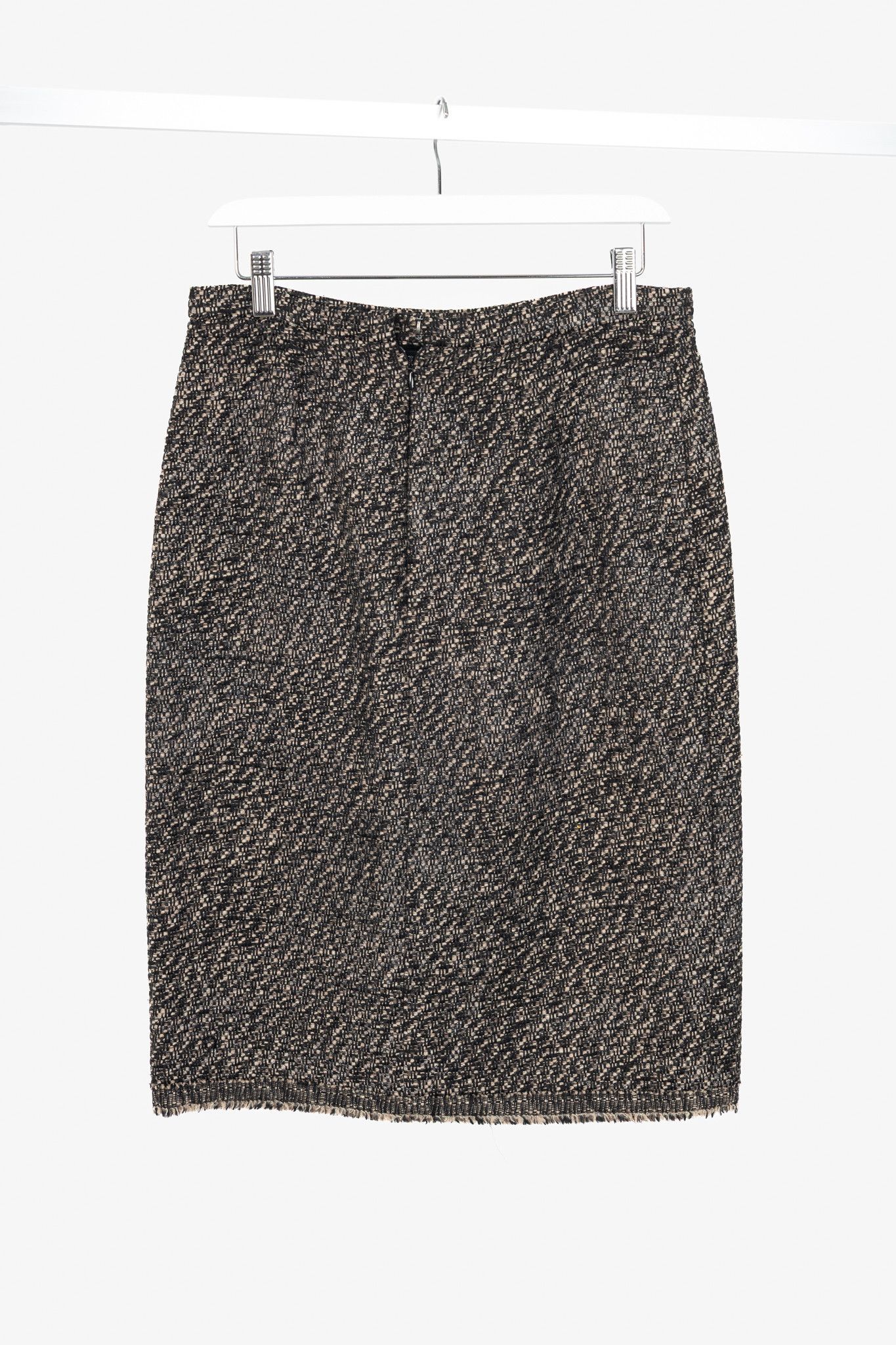 Oscar De La Renta Oscar de la Renta AW07 Runway Brown Wool-Tweed Fringe Skirt Size 30" / US 8 / IT 44 - 2 Thumbnail