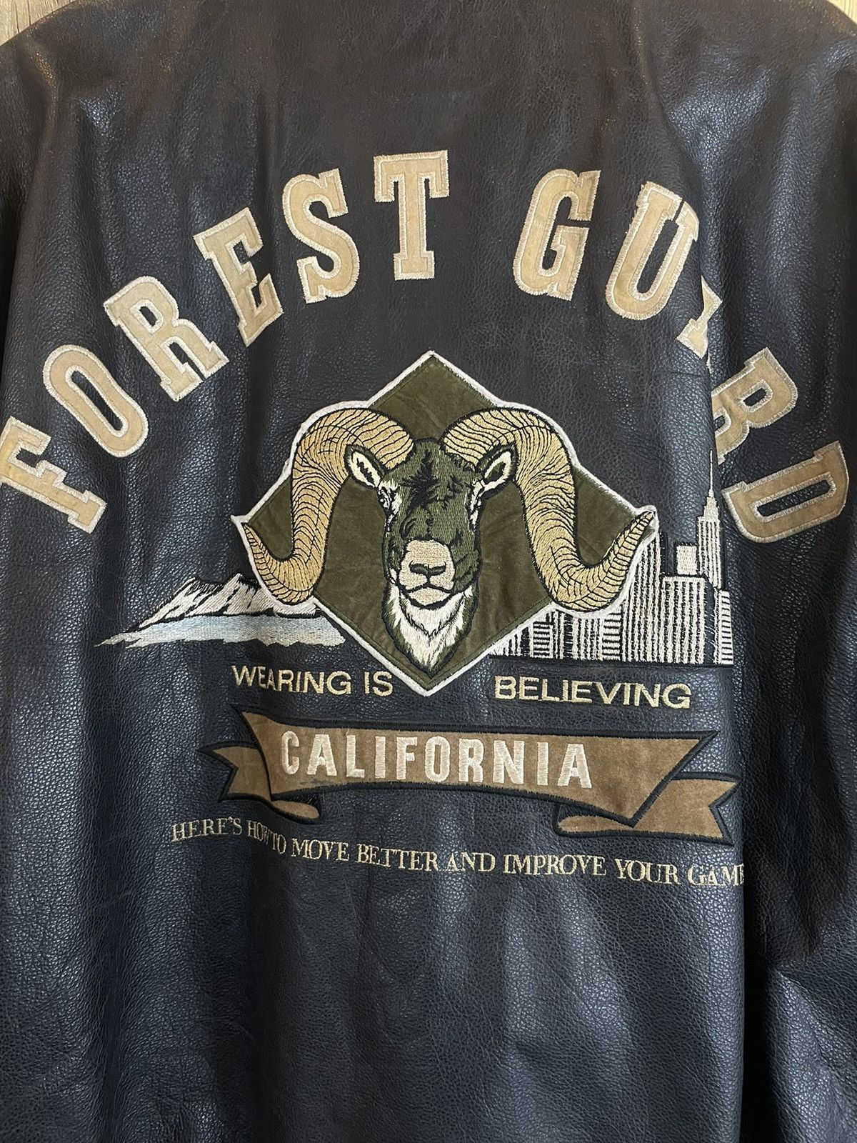 Japanese Brand Vintage forest guard leather varsity Jacket ziper ups Size US L / EU 52-54 / 3 - 2 Thumbnail